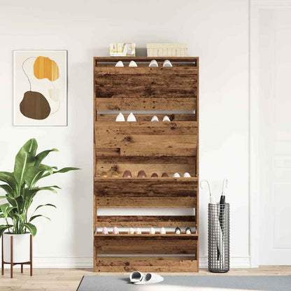 Schuhschrank 80 x 21 x 163,5 cm Holzwerkstoff Altholz