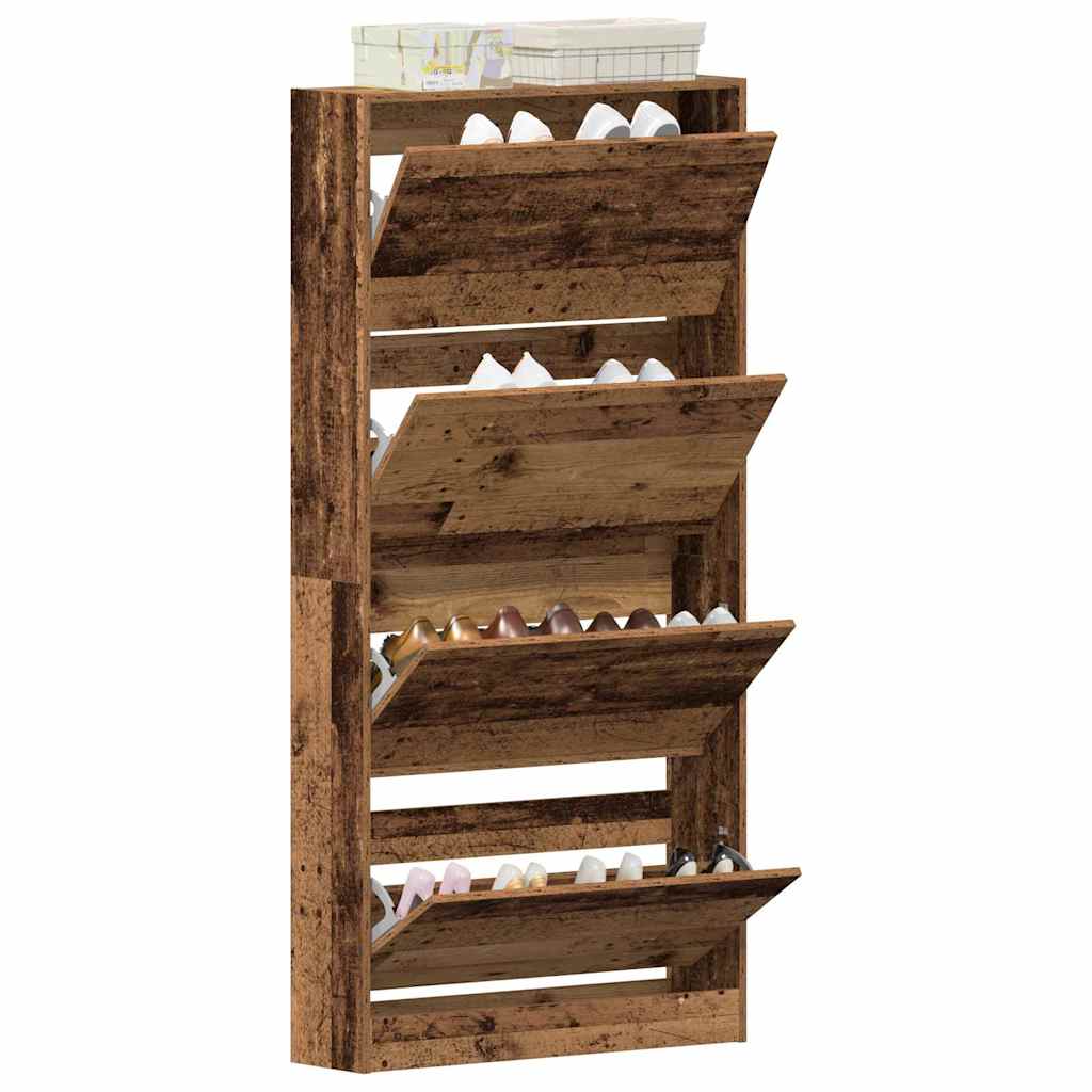 Schuhschrank 80 x 21 x 163,5 cm Holzwerkstoff Altholz
