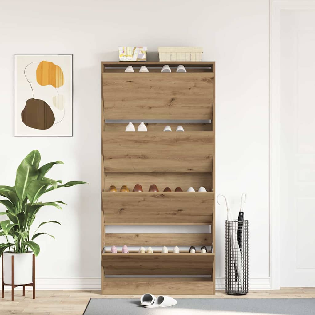 Schuhschrank 80 x 21 x 163,5 cm Holzwerkstoff Artisan-Eiche