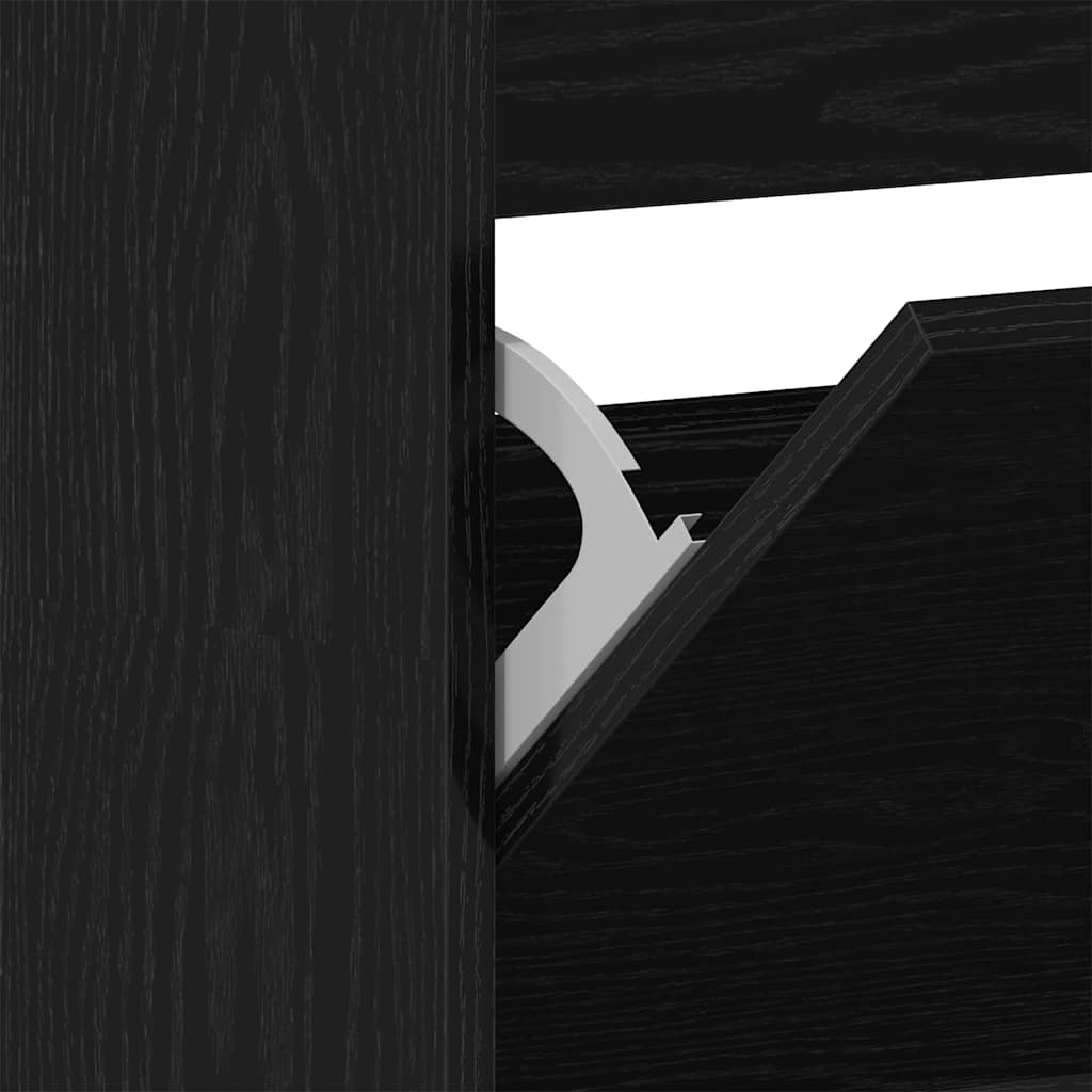 Schuhschrank mit Tür Schwarz Eichen-Optik 80 x 21 x 163.5 cm