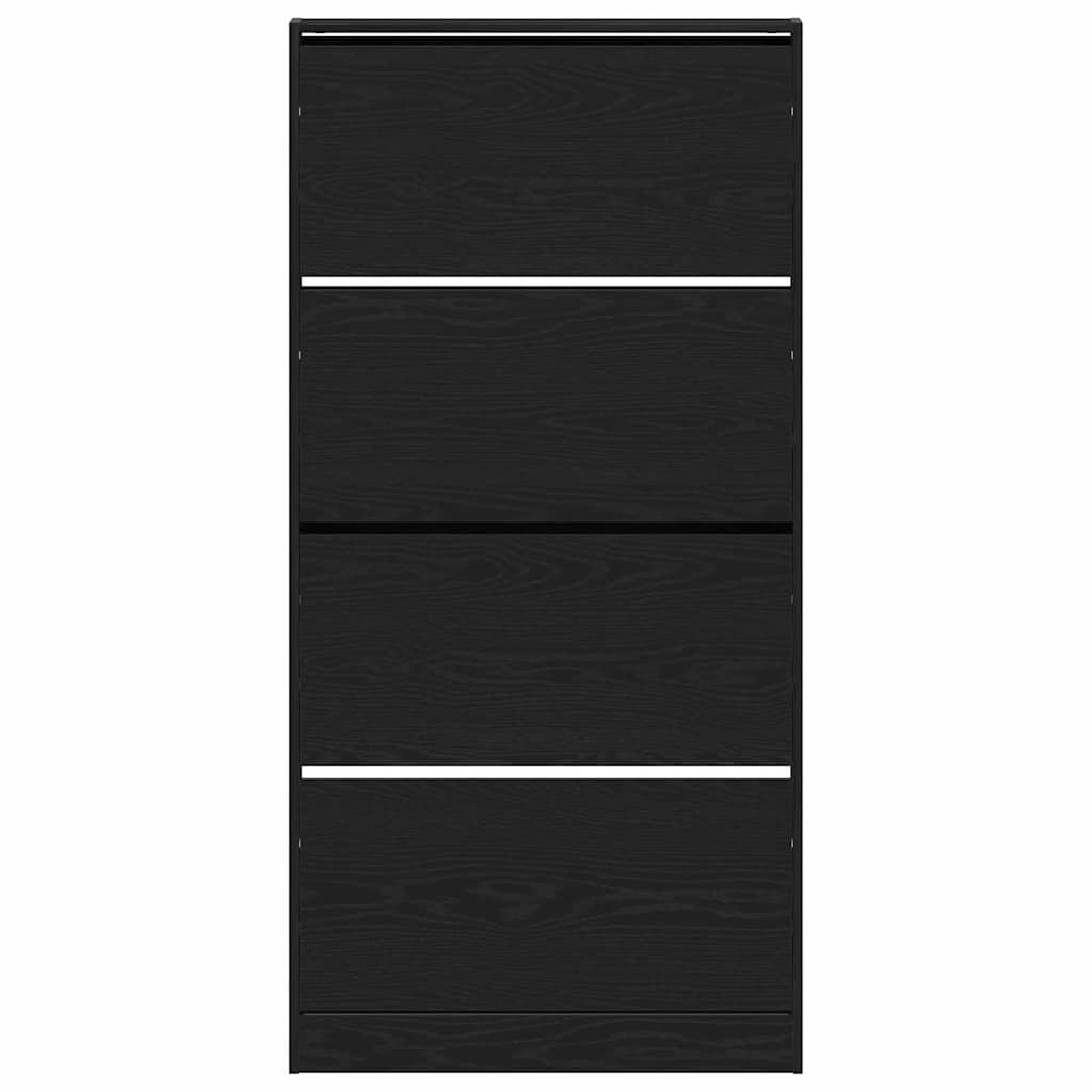 Schuhschrank mit Tür Schwarz Eichen-Optik 80 x 21 x 163.5 cm