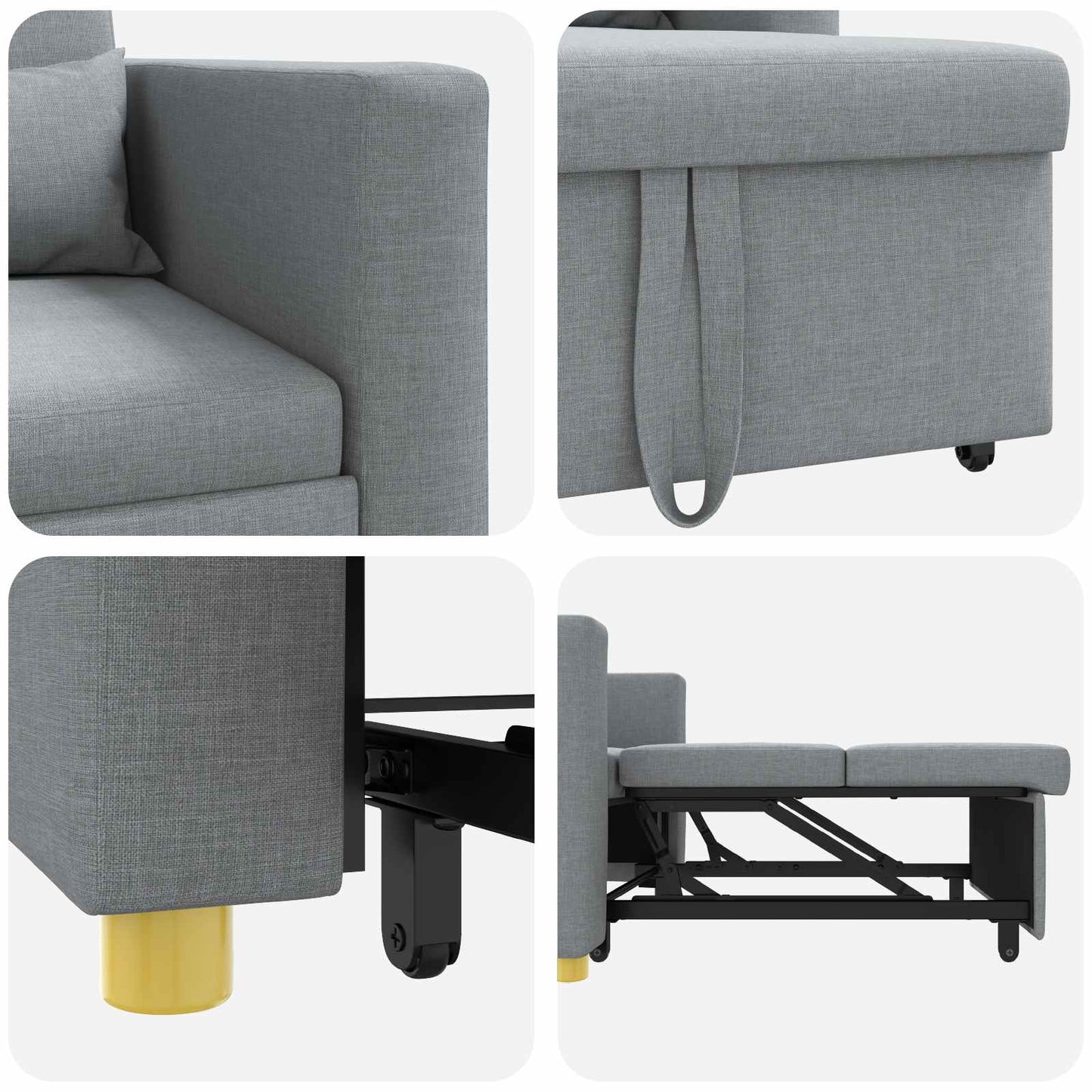 Pull out Sofa Bed Single Hellgrau 90 x 165 x 87 cm Stoff