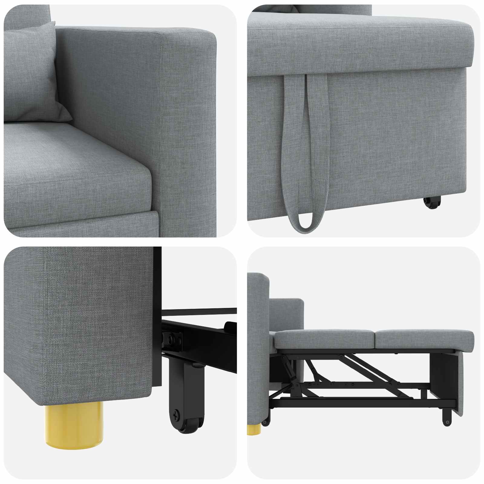 Pull out Sofa Bed Single Hellgrau 90 x 165 x 87 cm Stoff