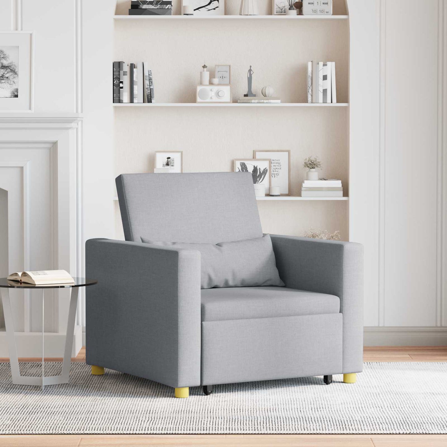 Pull out Sofa Bed Single Hellgrau 90 x 165 x 87 cm Stoff