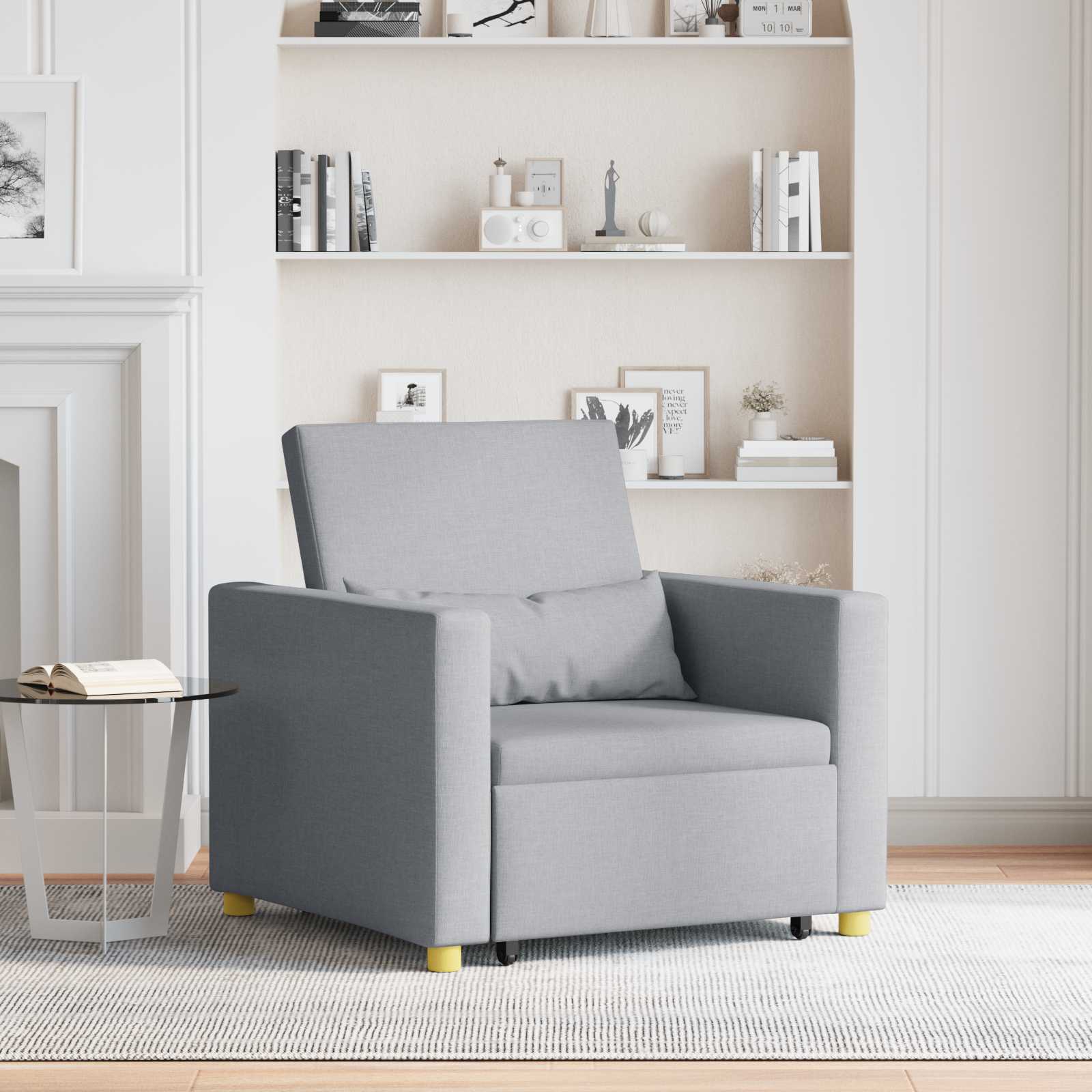 Pull out Sofa Bed Single Hellgrau 90 x 165 x 87 cm Stoff