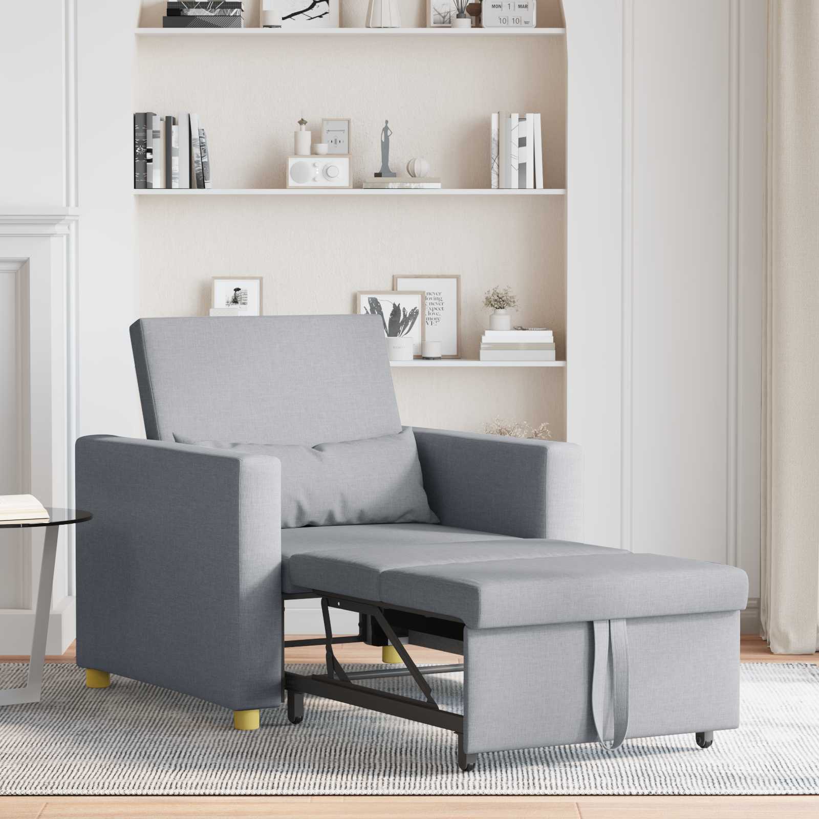 Pull out Sofa Bed Single Hellgrau 90 x 165 x 87 cm Stoff