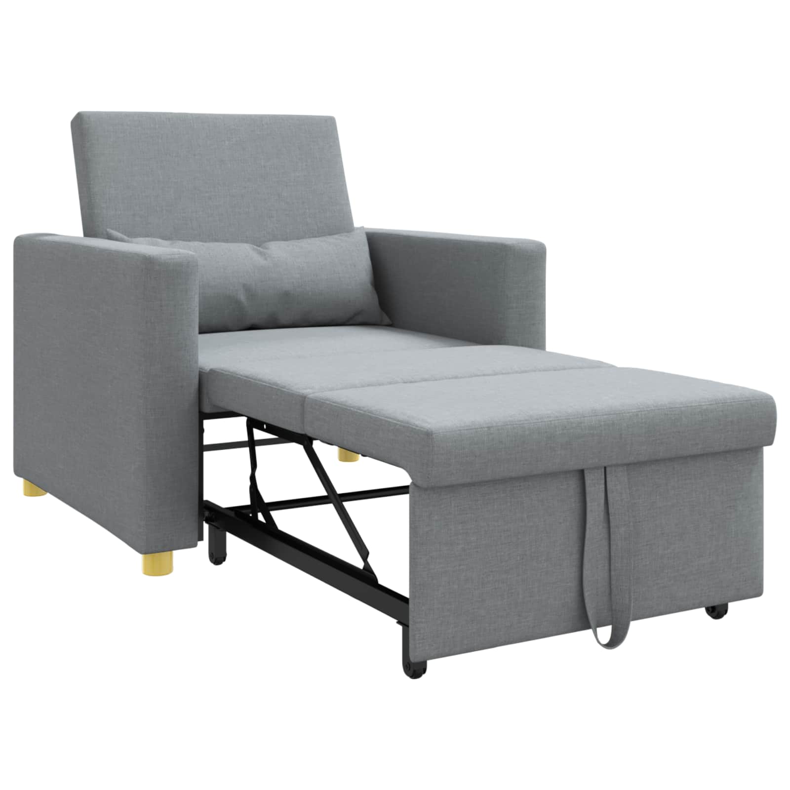 Pull out Sofa Bed Single Hellgrau 90 x 165 x 87 cm Stoff