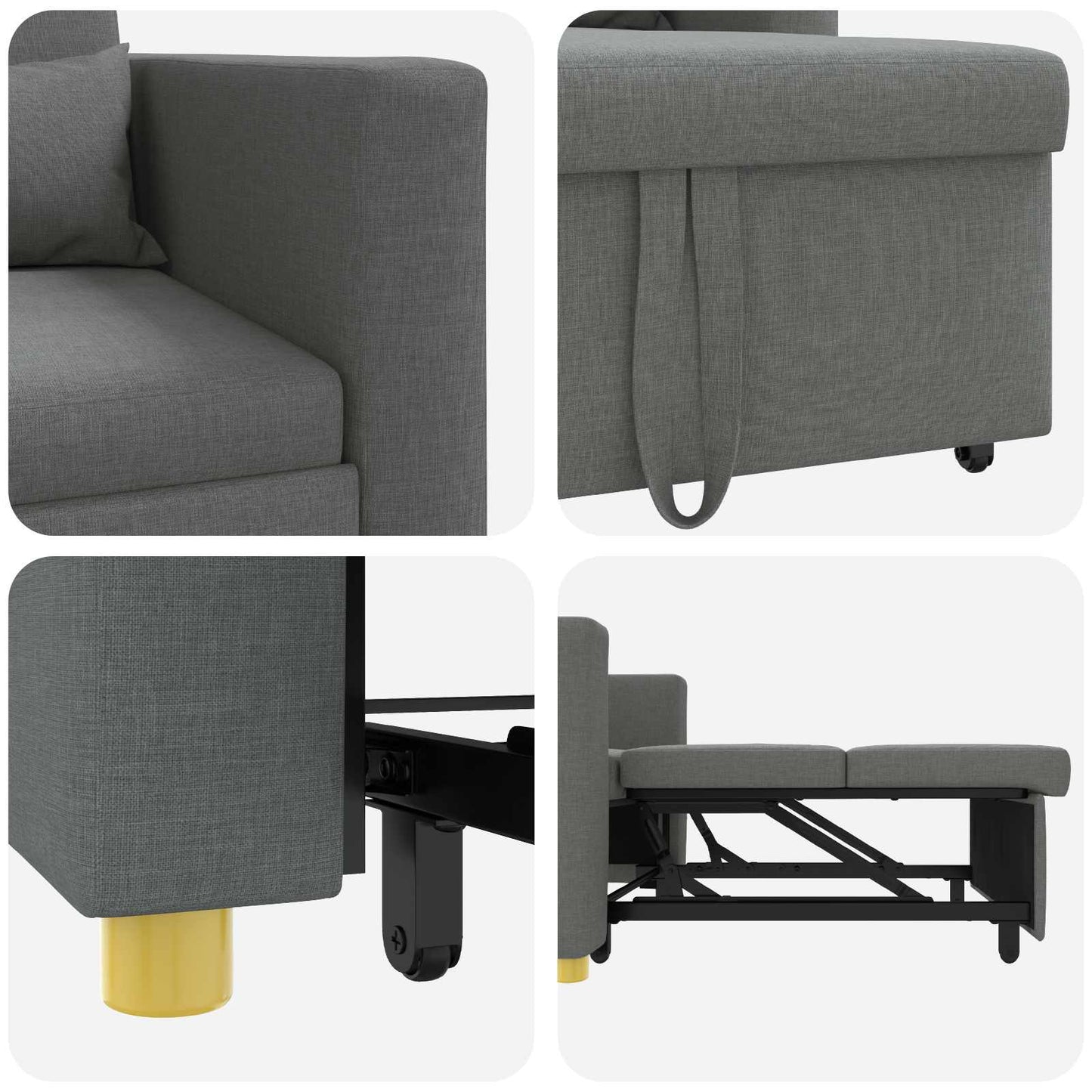 Pull out Sofa Bed Single Dunkelgrau 90 x 165 x 87 cm Stoff