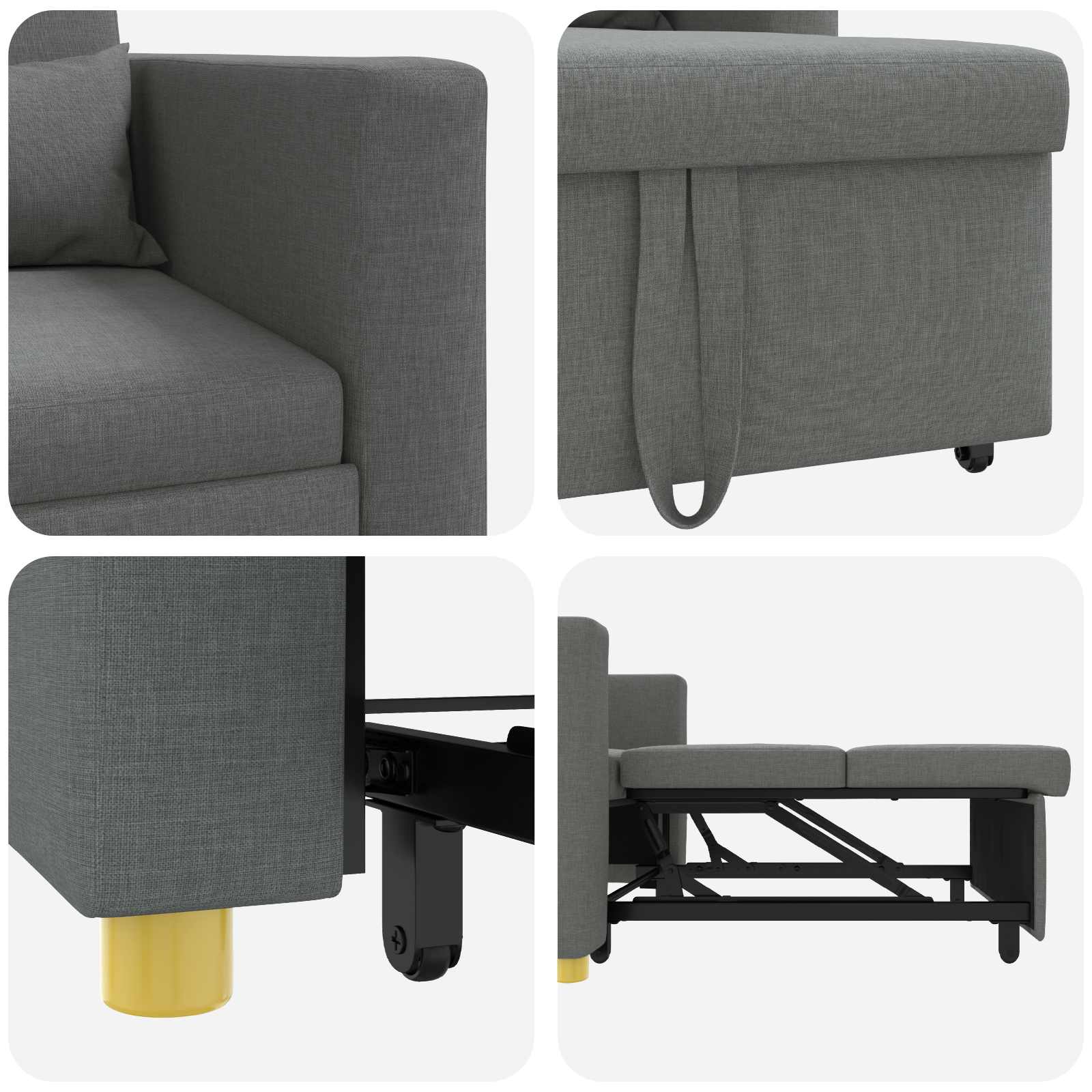 Pull out Sofa Bed Single Dunkelgrau 90 x 165 x 87 cm Stoff