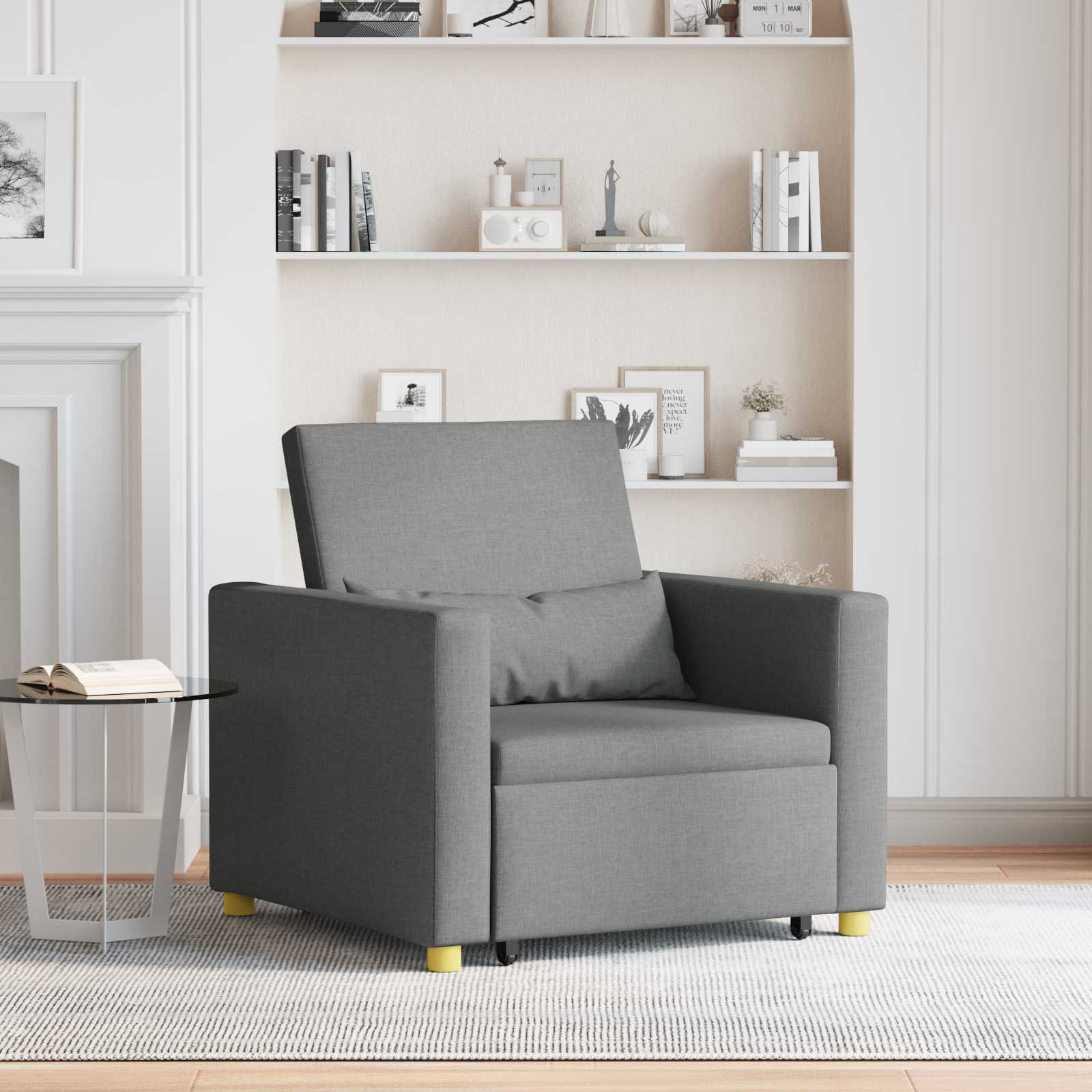 Pull out Sofa Bed Single Dunkelgrau 90 x 165 x 87 cm Stoff