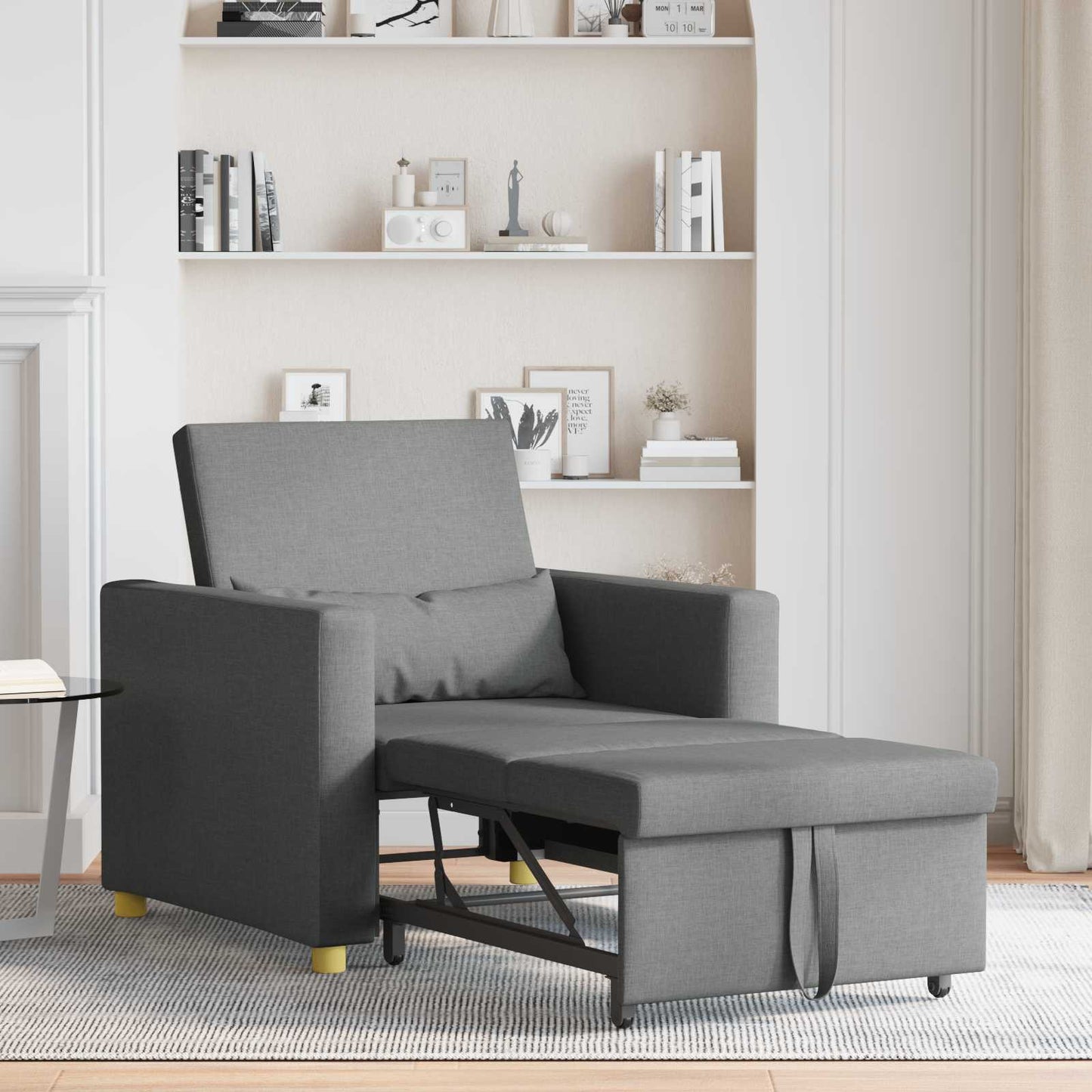 Pull out Sofa Bed Single Dunkelgrau 90 x 165 x 87 cm Stoff