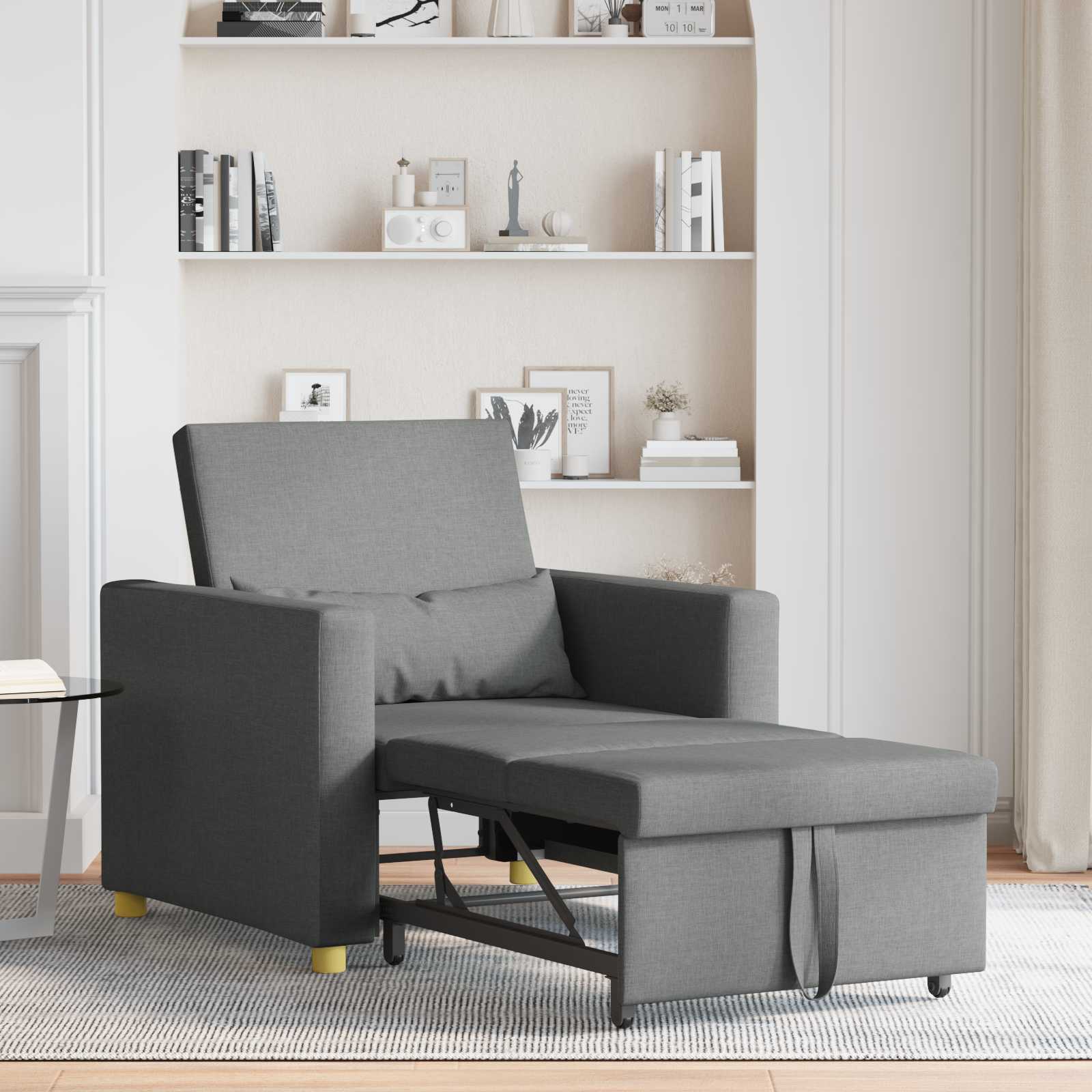 Pull out Sofa Bed Single Dunkelgrau 90 x 165 x 87 cm Stoff