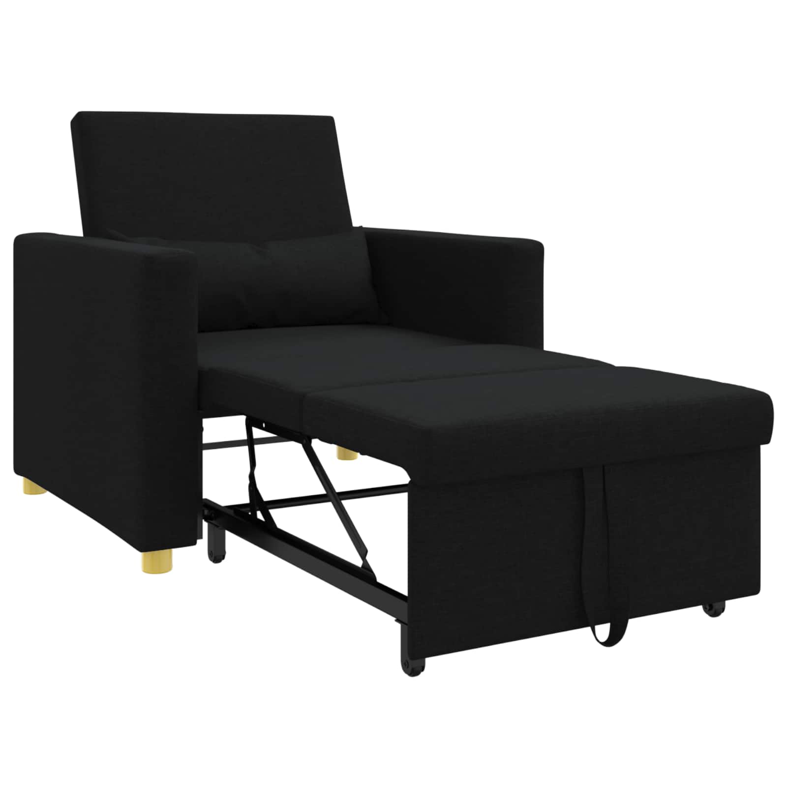 Pull out Sofa Bed Single Mit Rad Schwarz 90 x 165 x 87 cm Stoff