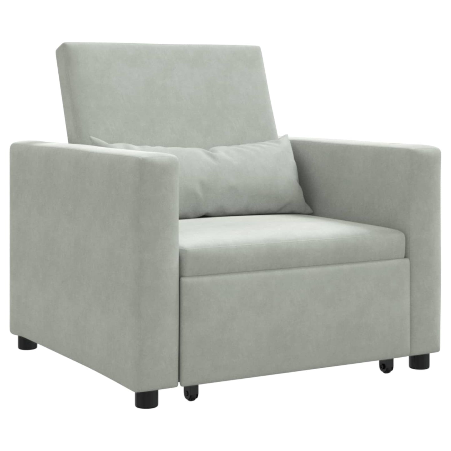 Pull out Sofa Bed Single mit Rädern Hellgrau Samt