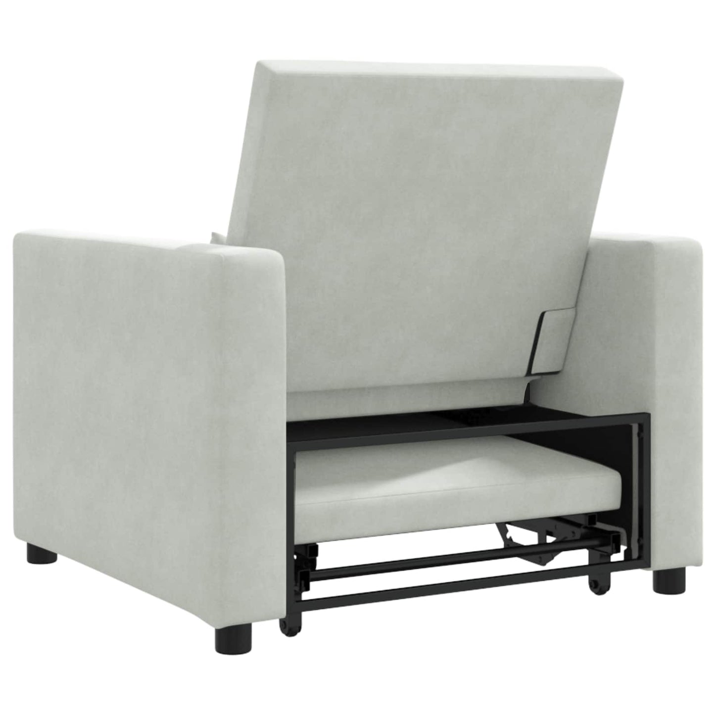 Pull out Sofa Bed Single mit Rädern Hellgrau Samt