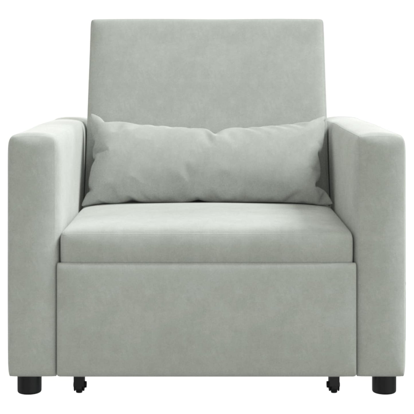 Pull out Sofa Bed Single mit Rädern Hellgrau Samt