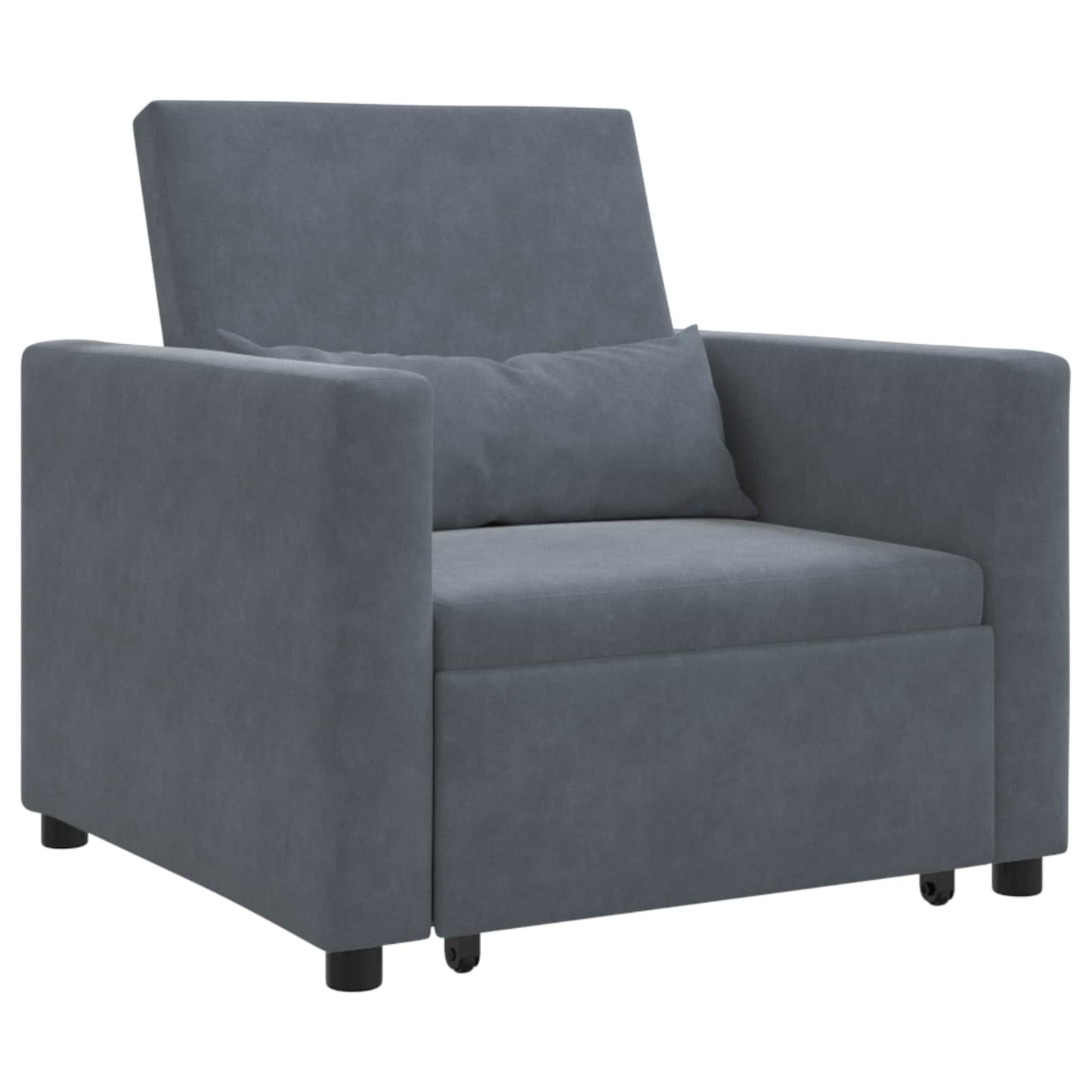 Pull out Sofa Bed Single mit Rädern Dunkelgrau Samt