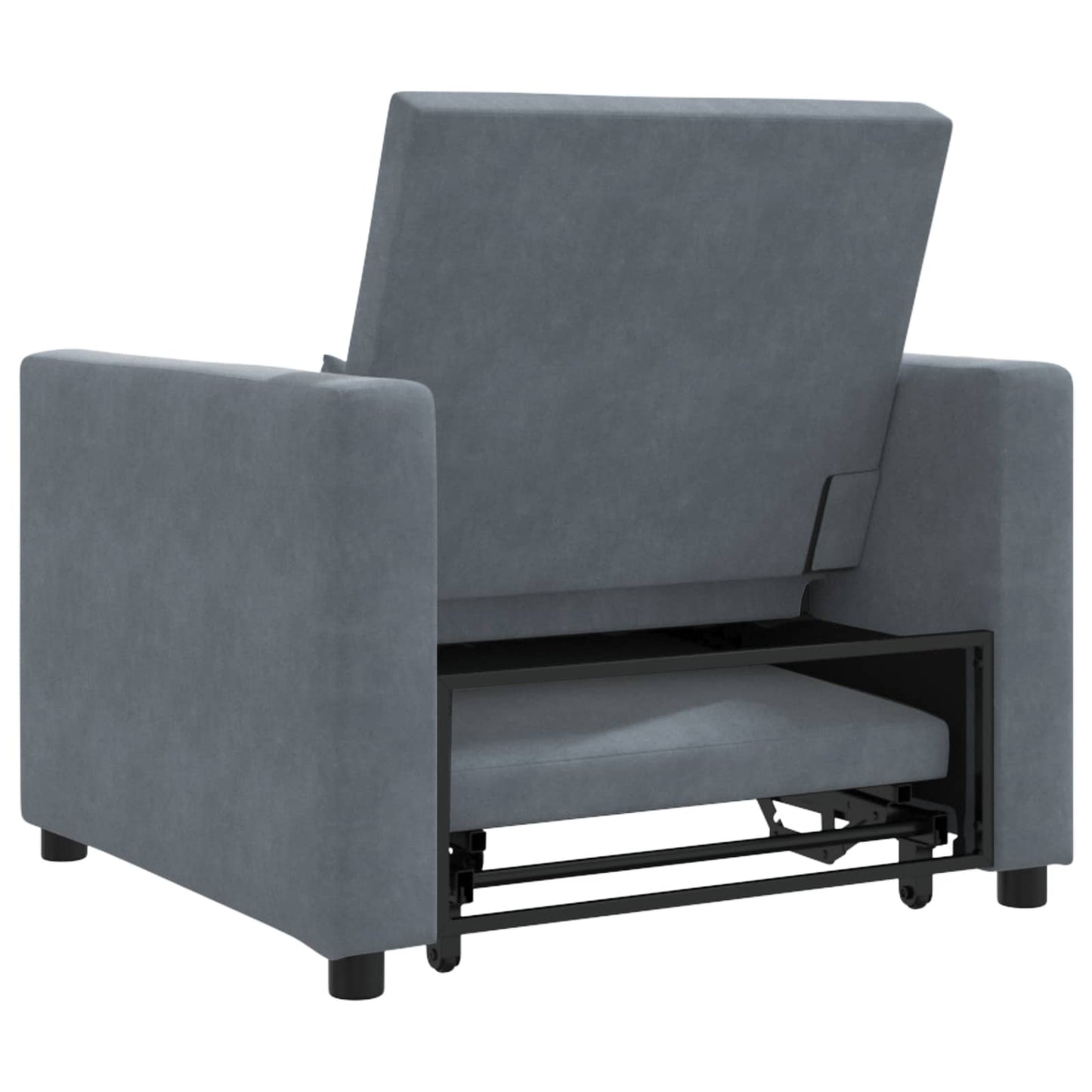 Pull out Sofa Bed Single mit Rädern Dunkelgrau Samt