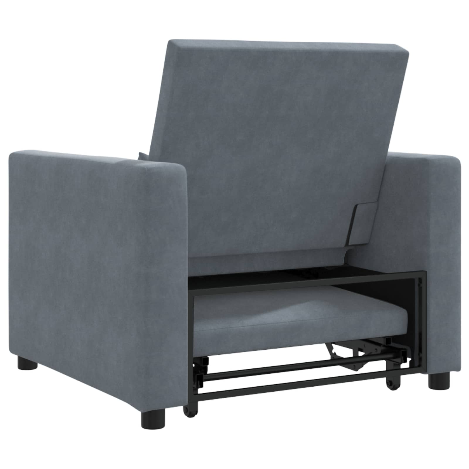 Pull out Sofa Bed Single mit Rädern Dunkelgrau Samt