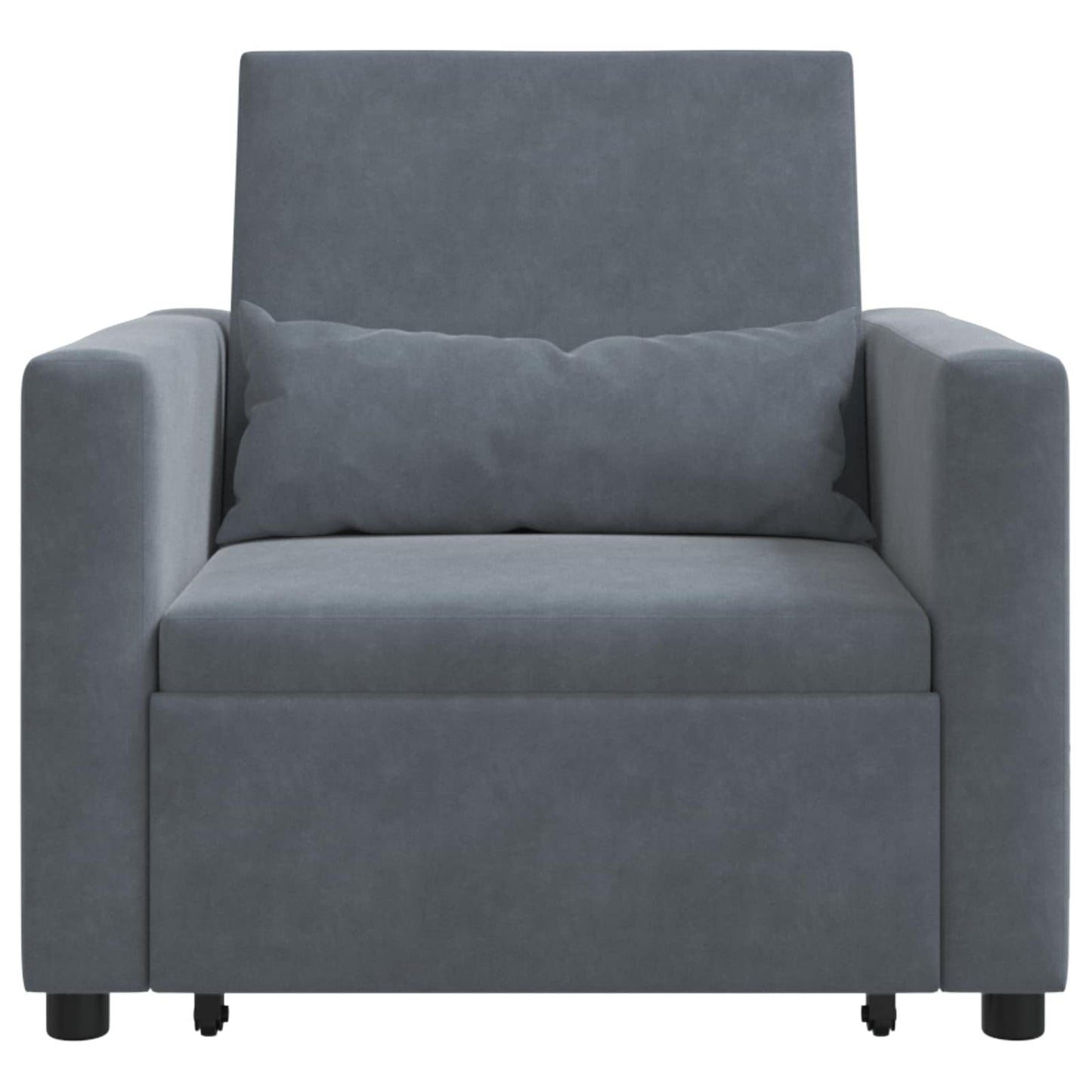 Pull out Sofa Bed Single mit Rädern Dunkelgrau Samt