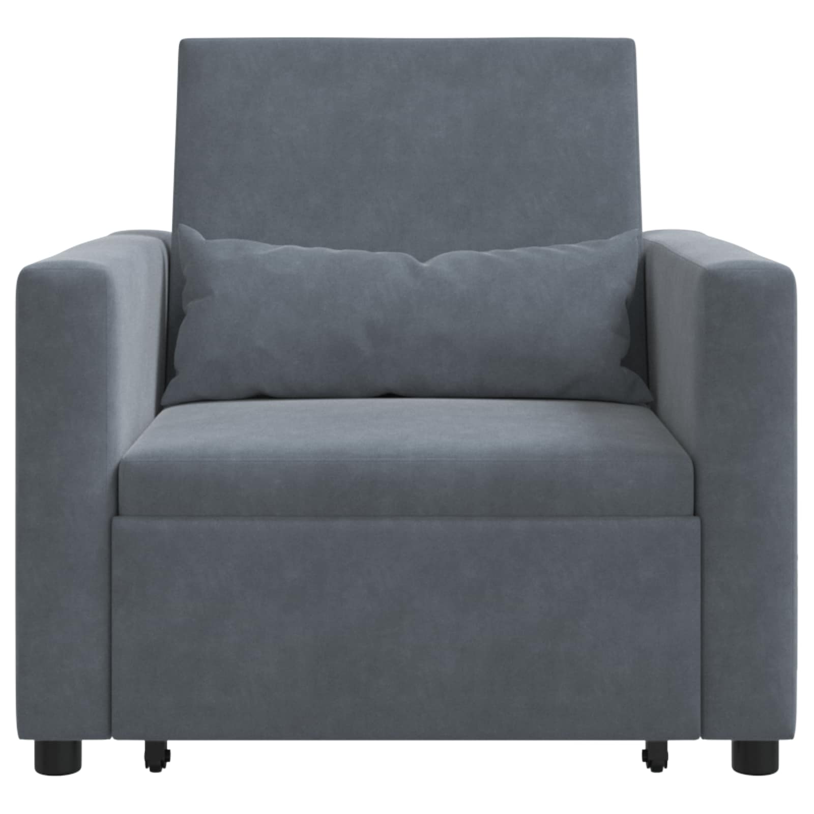 Pull out Sofa Bed Single mit Rädern Dunkelgrau Samt