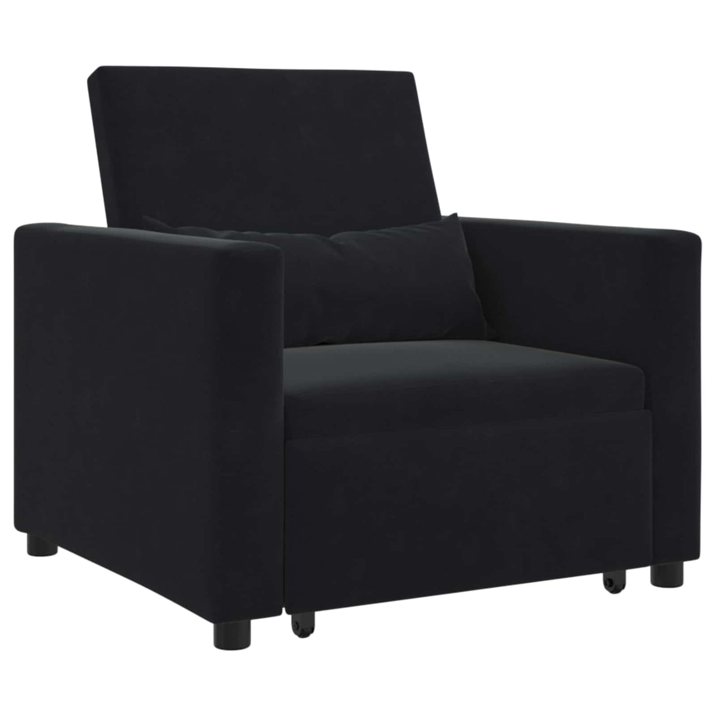 Pull out Sofa Bed Single mit Rädern Schwarz Samt