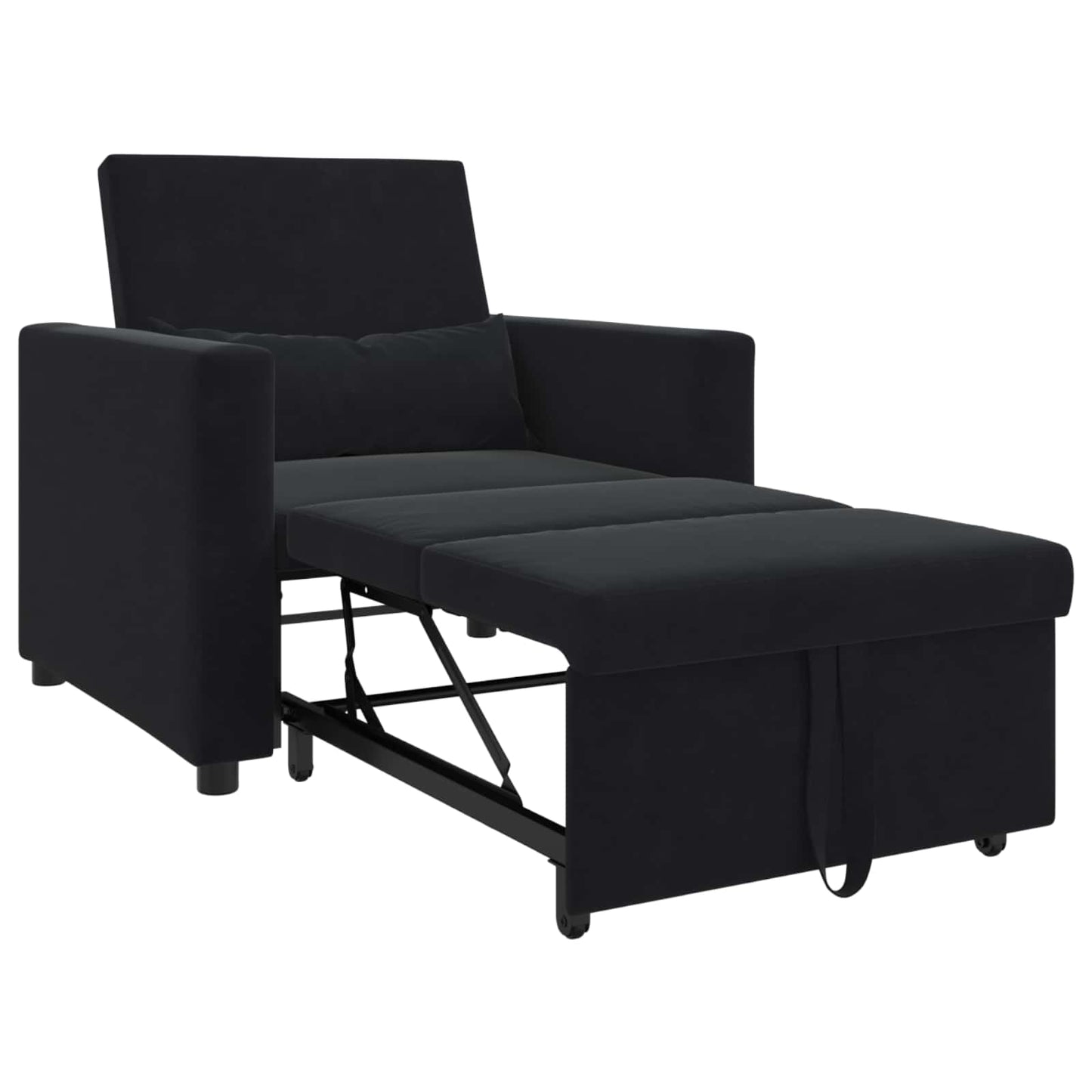 Pull out Sofa Bed Single mit Rädern Schwarz Samt