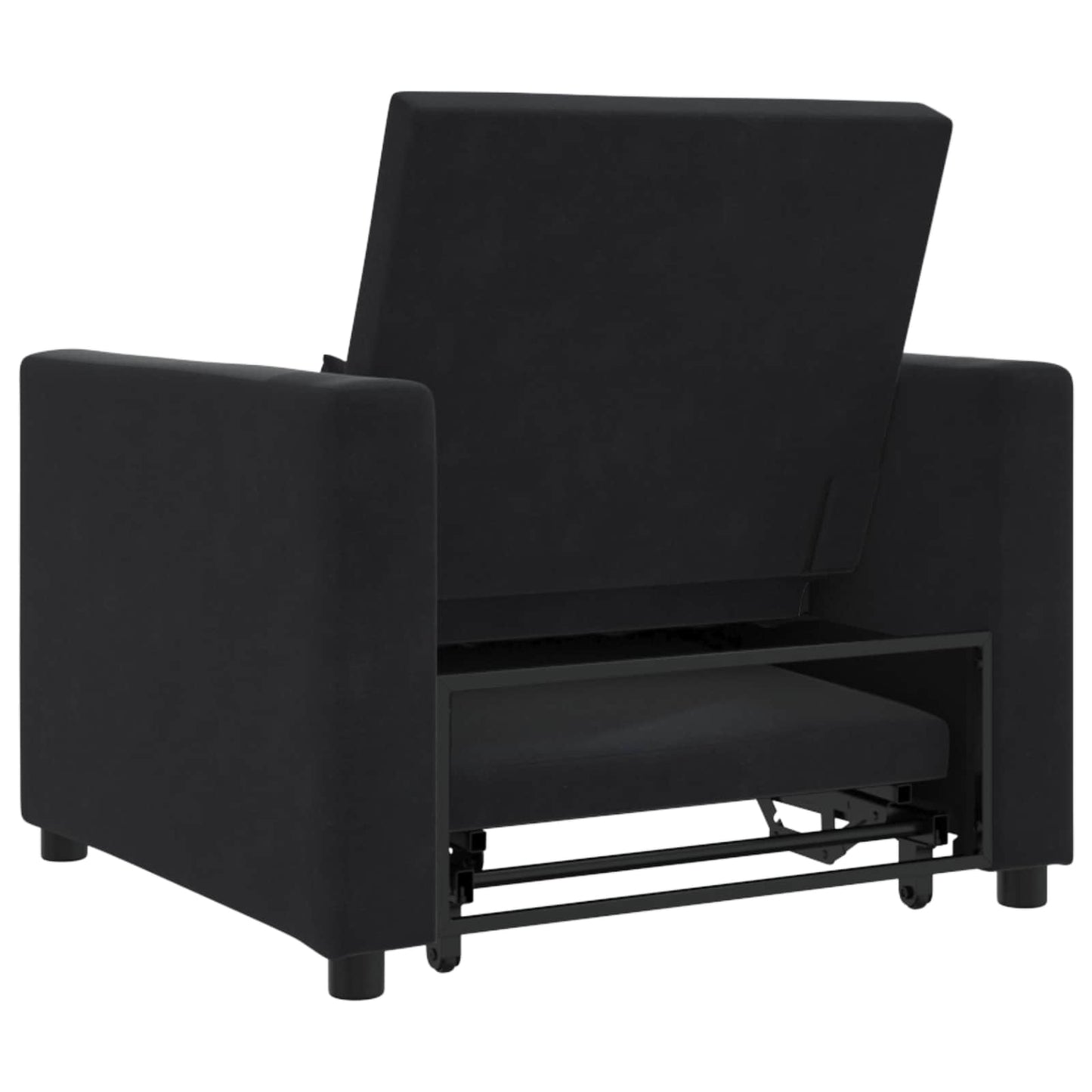 Pull out Sofa Bed Single mit Rädern Schwarz Samt
