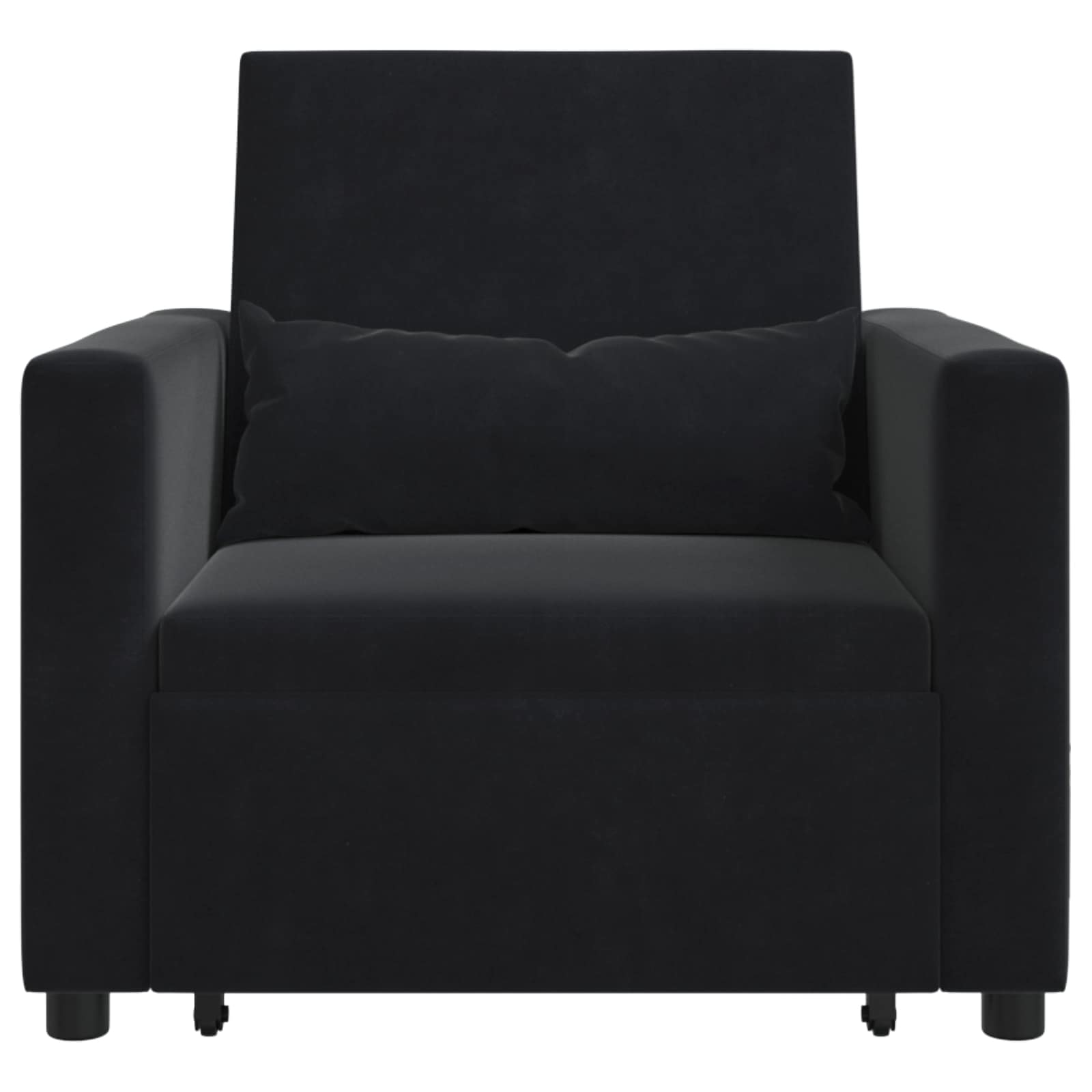 Pull out Sofa Bed Single mit Rädern Schwarz Samt