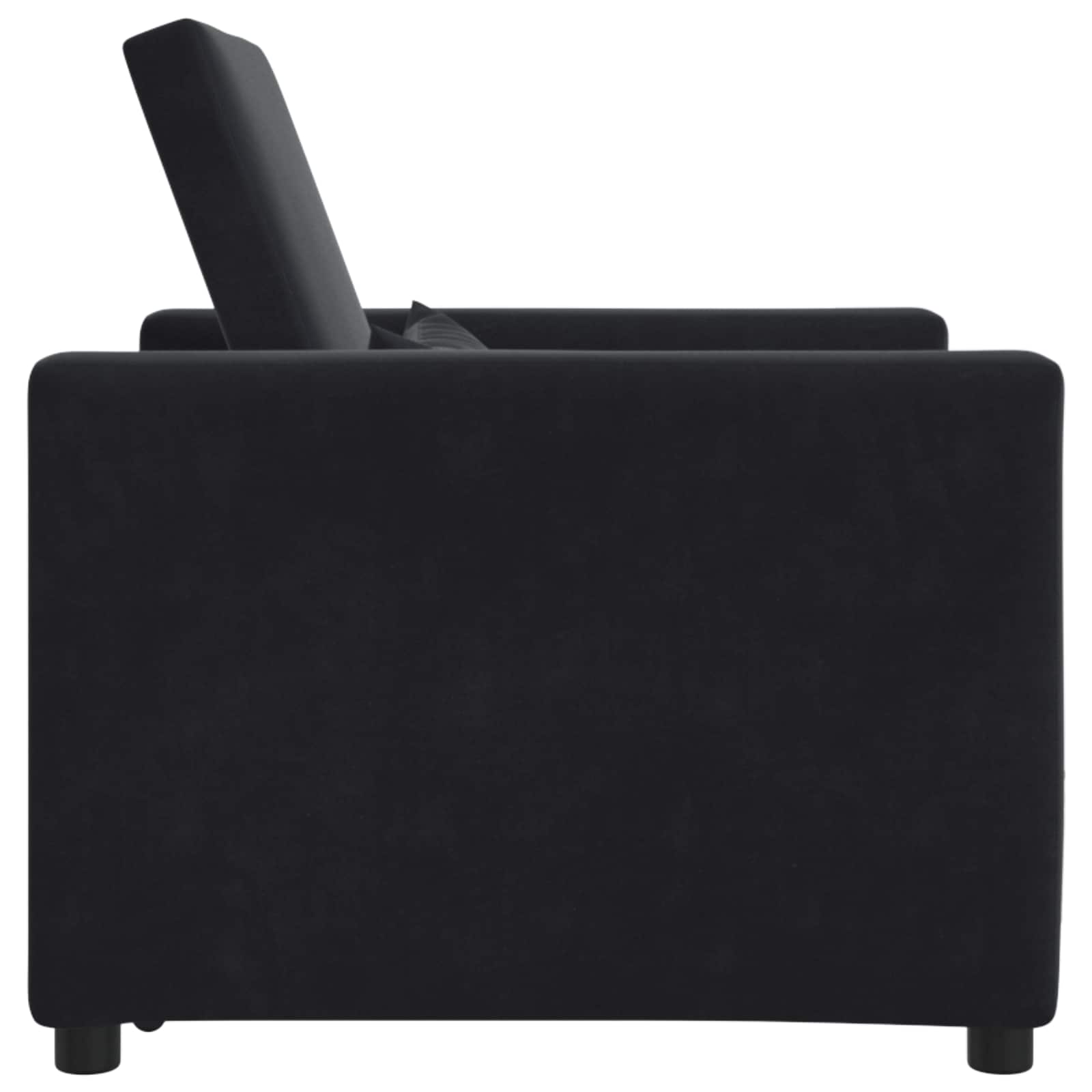 Pull out Sofa Bed Single mit Rädern Schwarz Samt