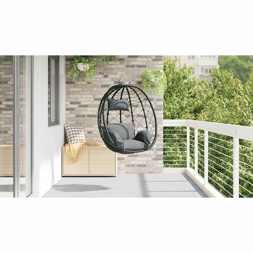 Hängendes Ei-Stuhl Poly-Rattan 91 x 54,5 x 107 cm Anthrazit