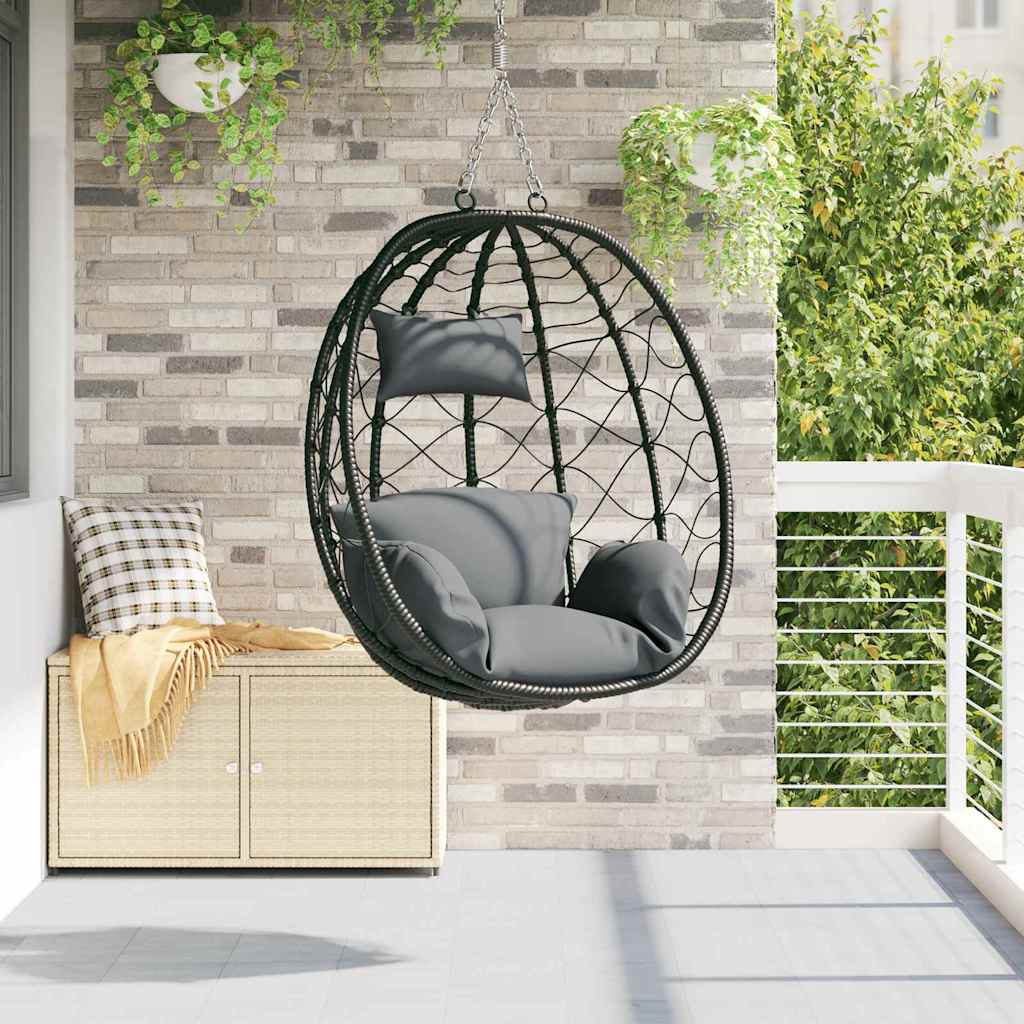 Hängendes Ei-Stuhl Poly-Rattan 91 x 54,5 x 107 cm Anthrazit