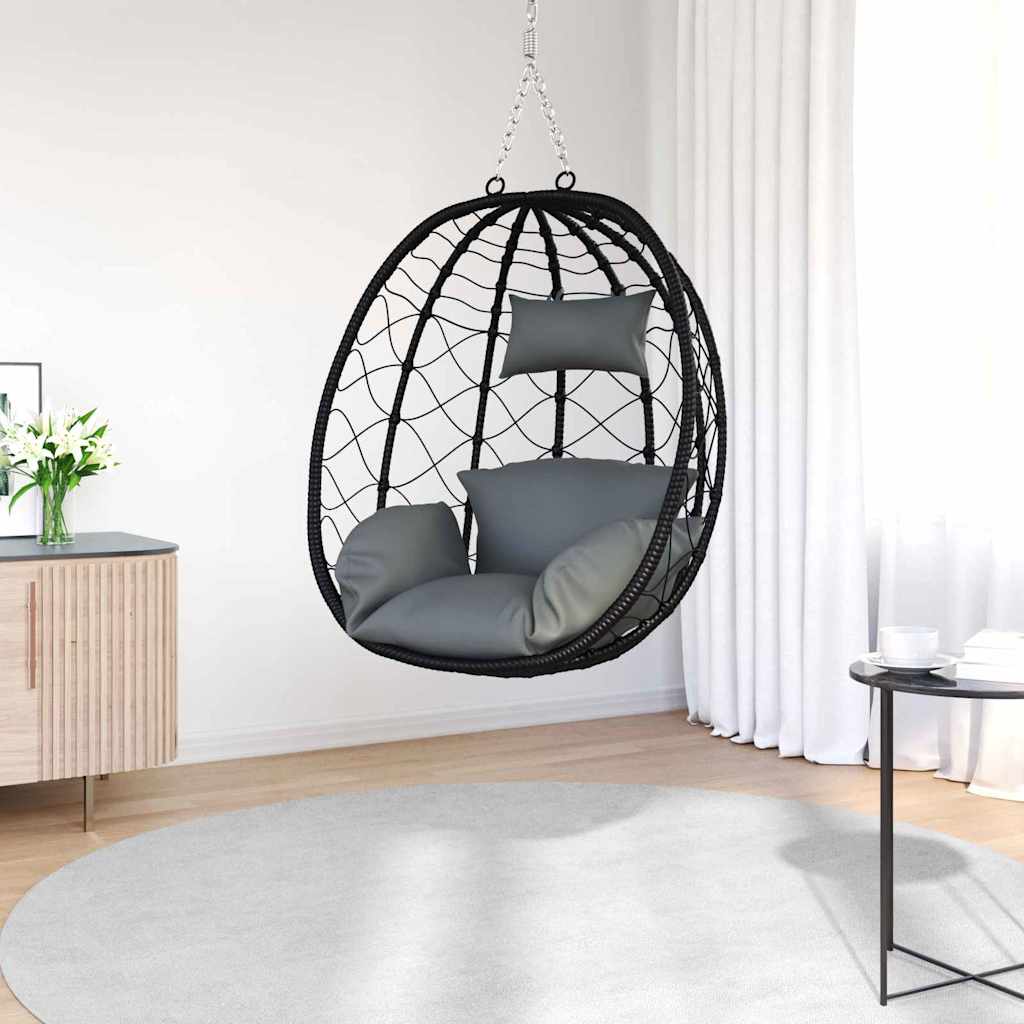Hängendes Ei-Stuhl Poly-Rattan 91 x 54,5 x 107 cm Anthrazit