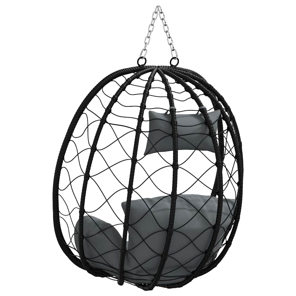 Hängendes Ei-Stuhl Poly-Rattan 91 x 54,5 x 107 cm Anthrazit