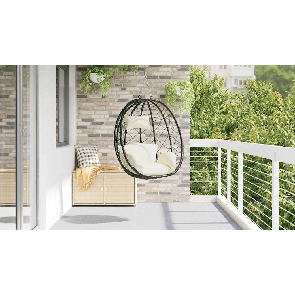 Hängendes Ei-Stuhl Cremeweiß 91,5 x 54,5 x 107 cm Poly-Rattan