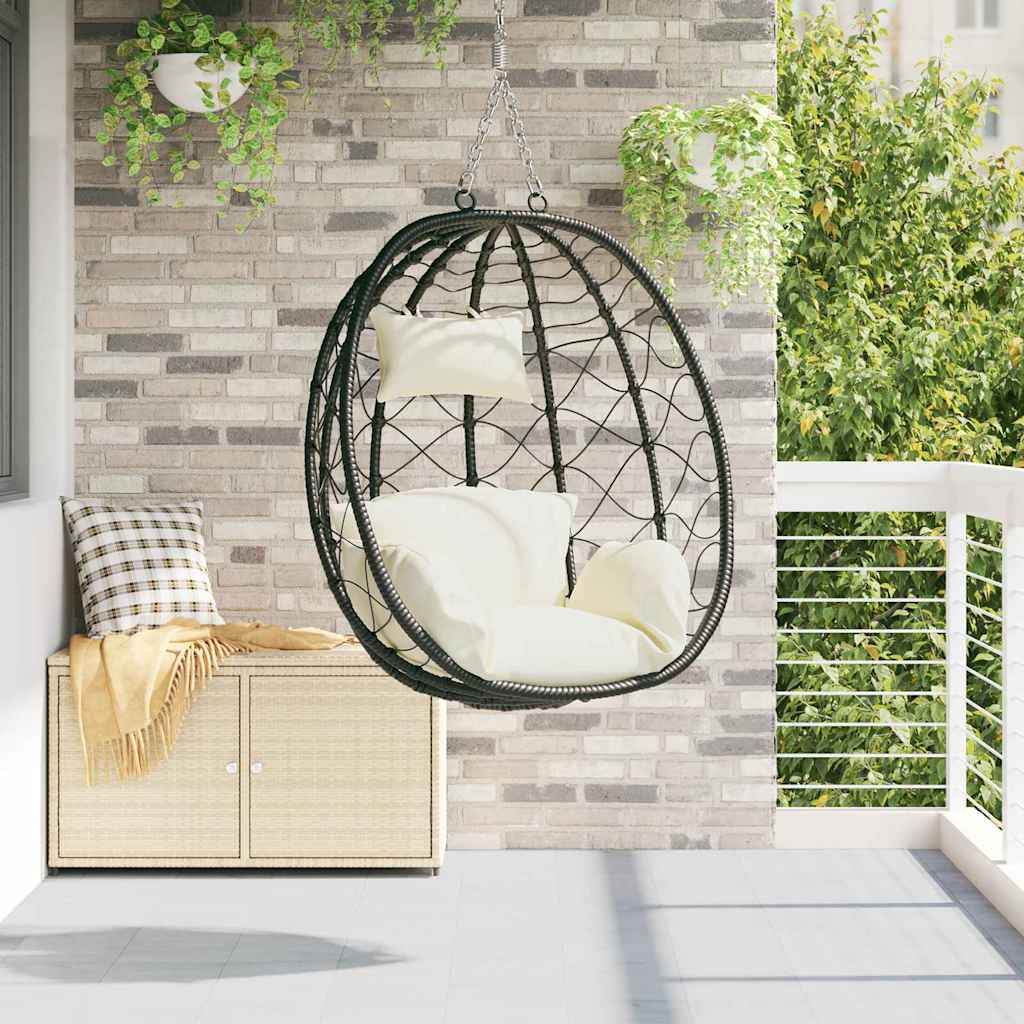 Hängendes Ei-Stuhl Cremeweiß 91,5 x 54,5 x 107 cm Poly-Rattan