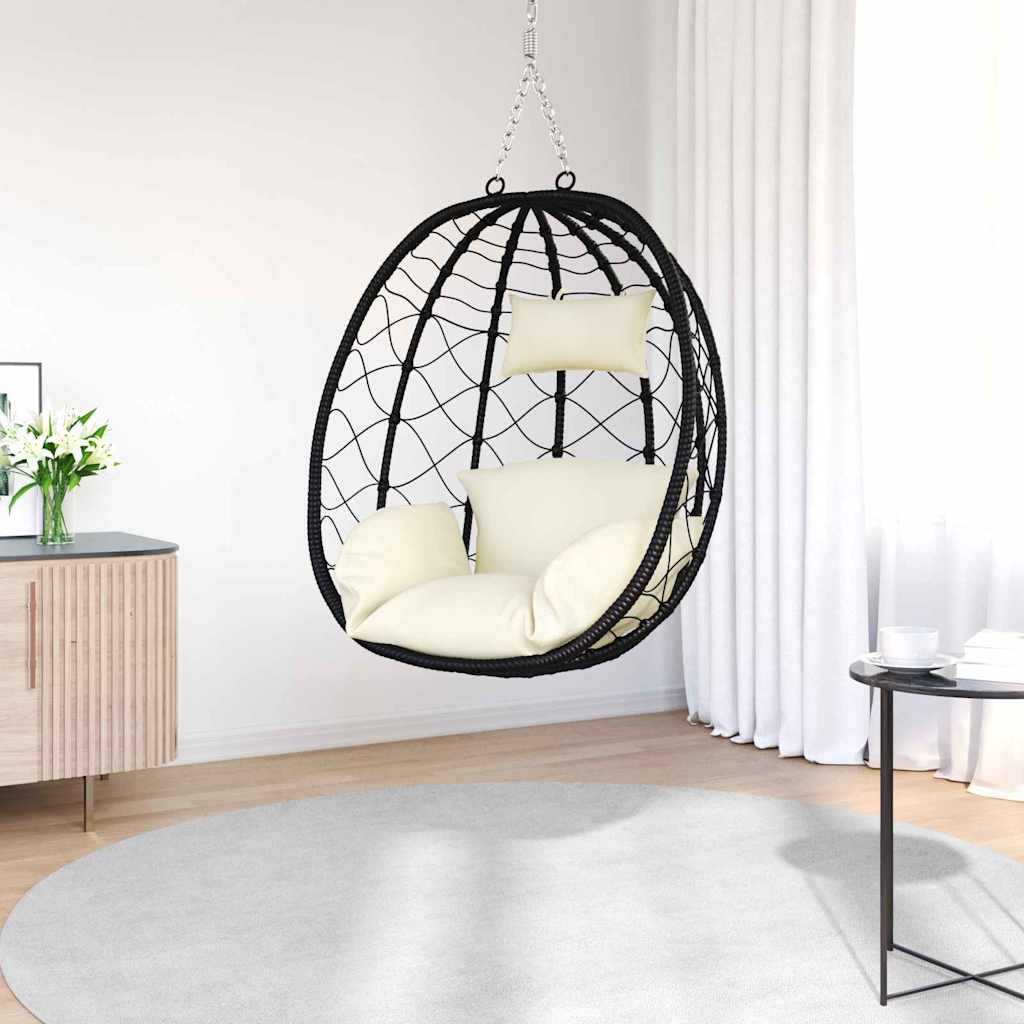 Hängendes Ei-Stuhl Cremeweiß 91,5 x 54,5 x 107 cm Poly-Rattan