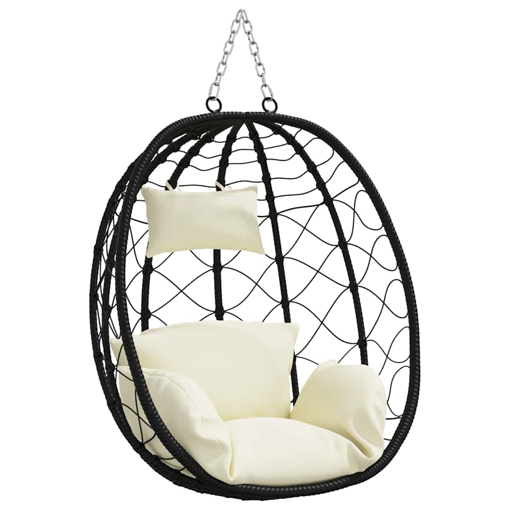 Hängendes Ei-Stuhl Cremeweiß 91,5 x 54,5 x 107 cm Poly-Rattan
