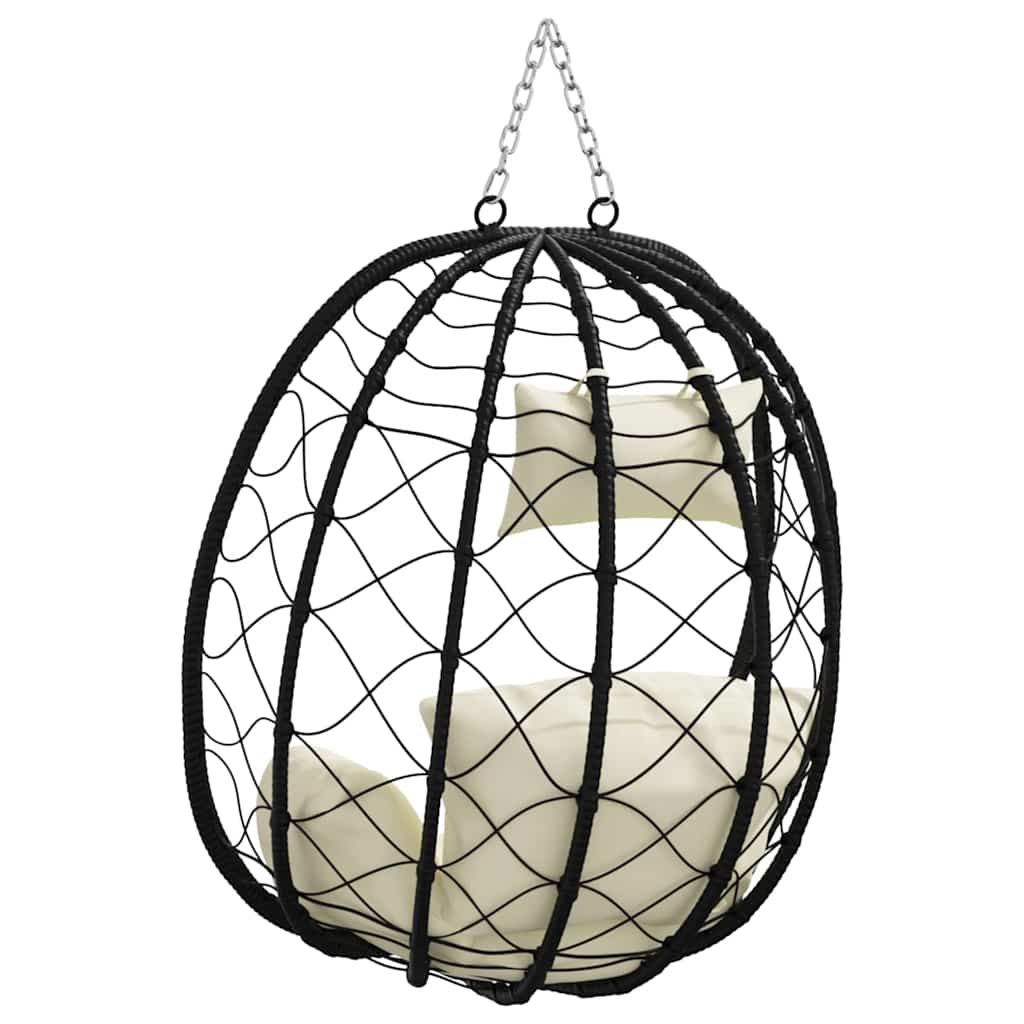 Hängendes Ei-Stuhl Cremeweiß 91,5 x 54,5 x 107 cm Poly-Rattan