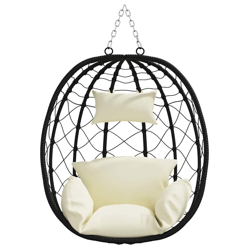 Hängendes Ei-Stuhl Cremeweiß 91,5 x 54,5 x 107 cm Poly-Rattan