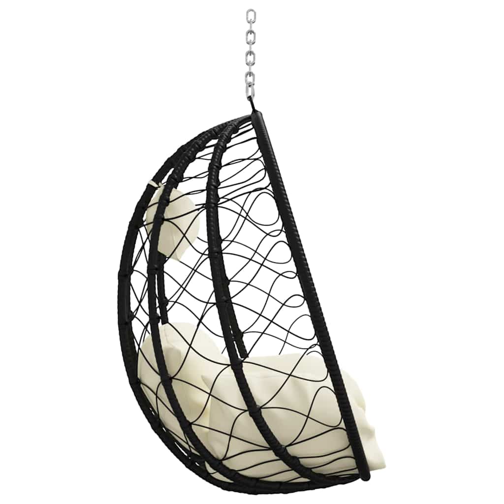 Hängendes Ei-Stuhl Cremeweiß 91,5 x 54,5 x 107 cm Poly-Rattan