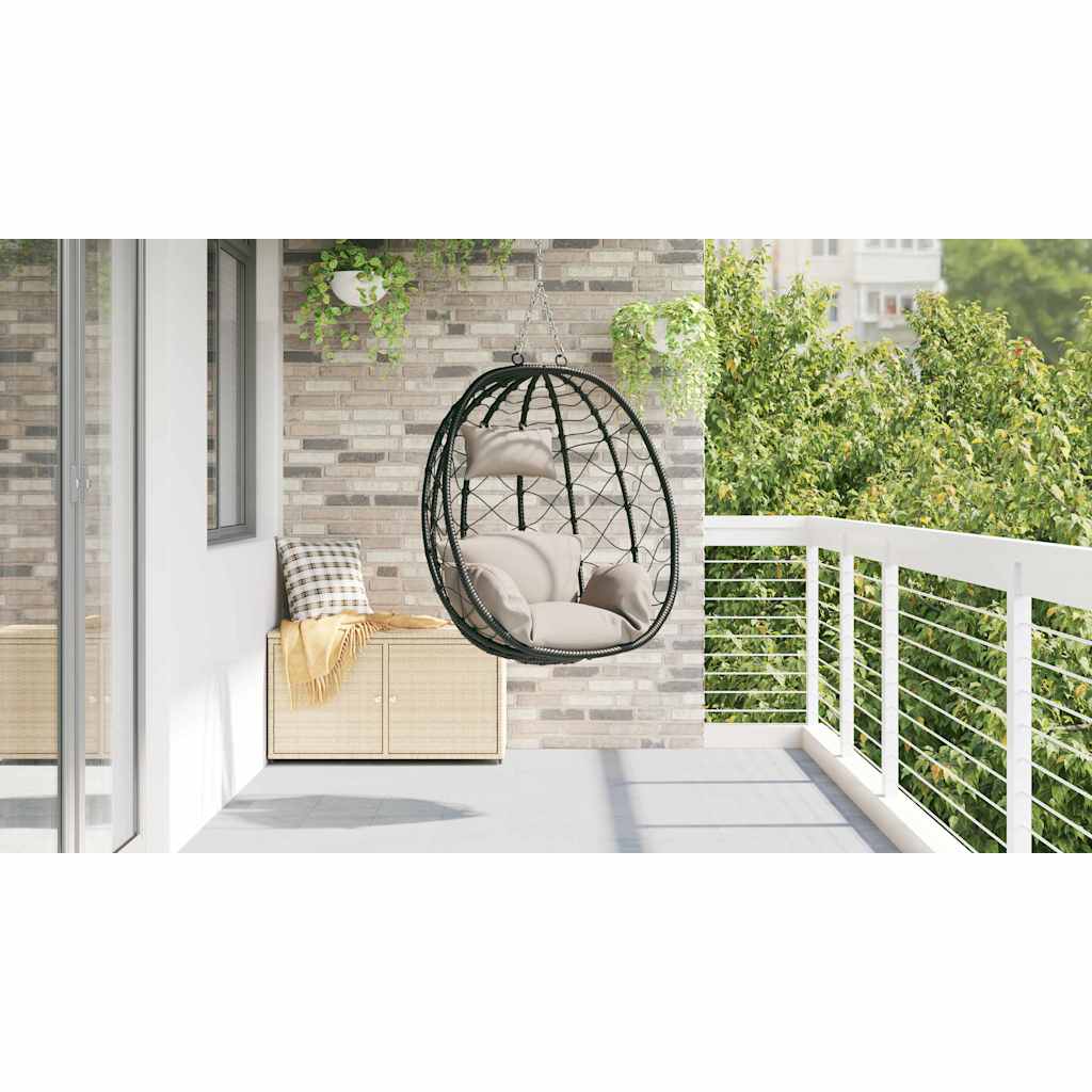 Hängendes Ei-Stuhl Taupe 91,5 x 54,5 x 107 cm Poly-Rattan