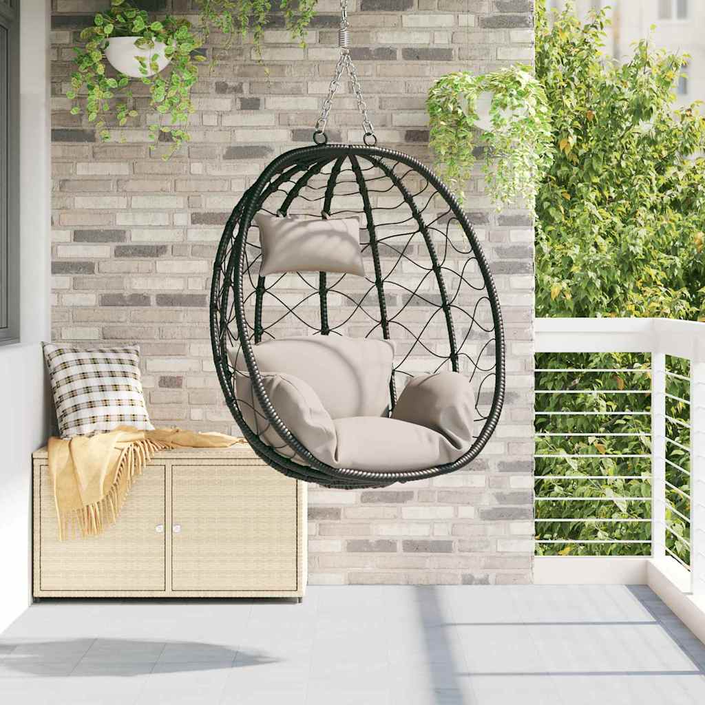 Hängendes Ei-Stuhl Taupe 91,5 x 54,5 x 107 cm Poly-Rattan
