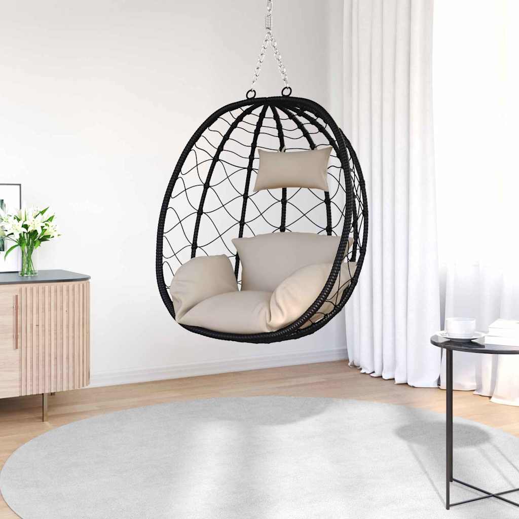 Hängendes Ei-Stuhl Taupe 91,5 x 54,5 x 107 cm Poly-Rattan
