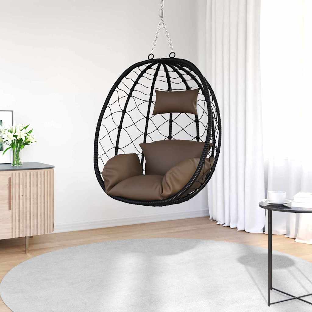 Hängendes Ei-Stuhl Poly-Rattan 91 x 54,5 x 107 cm Kaffeebraun