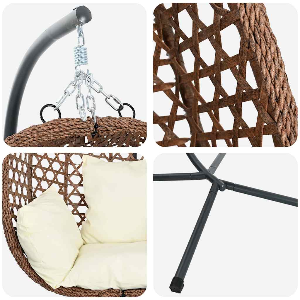 Hängendes Ei-Stuhl Hellcreme 104 x 100 x 191 cm Poly-Rattan
