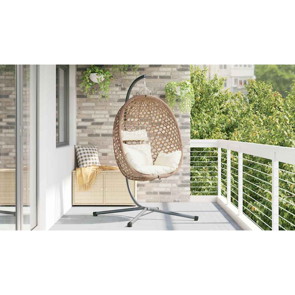 Hängendes Ei-Stuhl Hellcreme 104 x 100 x 191 cm Poly-Rattan