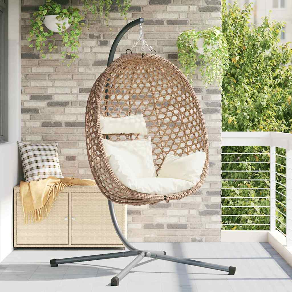 Hängendes Ei-Stuhl Hellcreme 104 x 100 x 191 cm Poly-Rattan