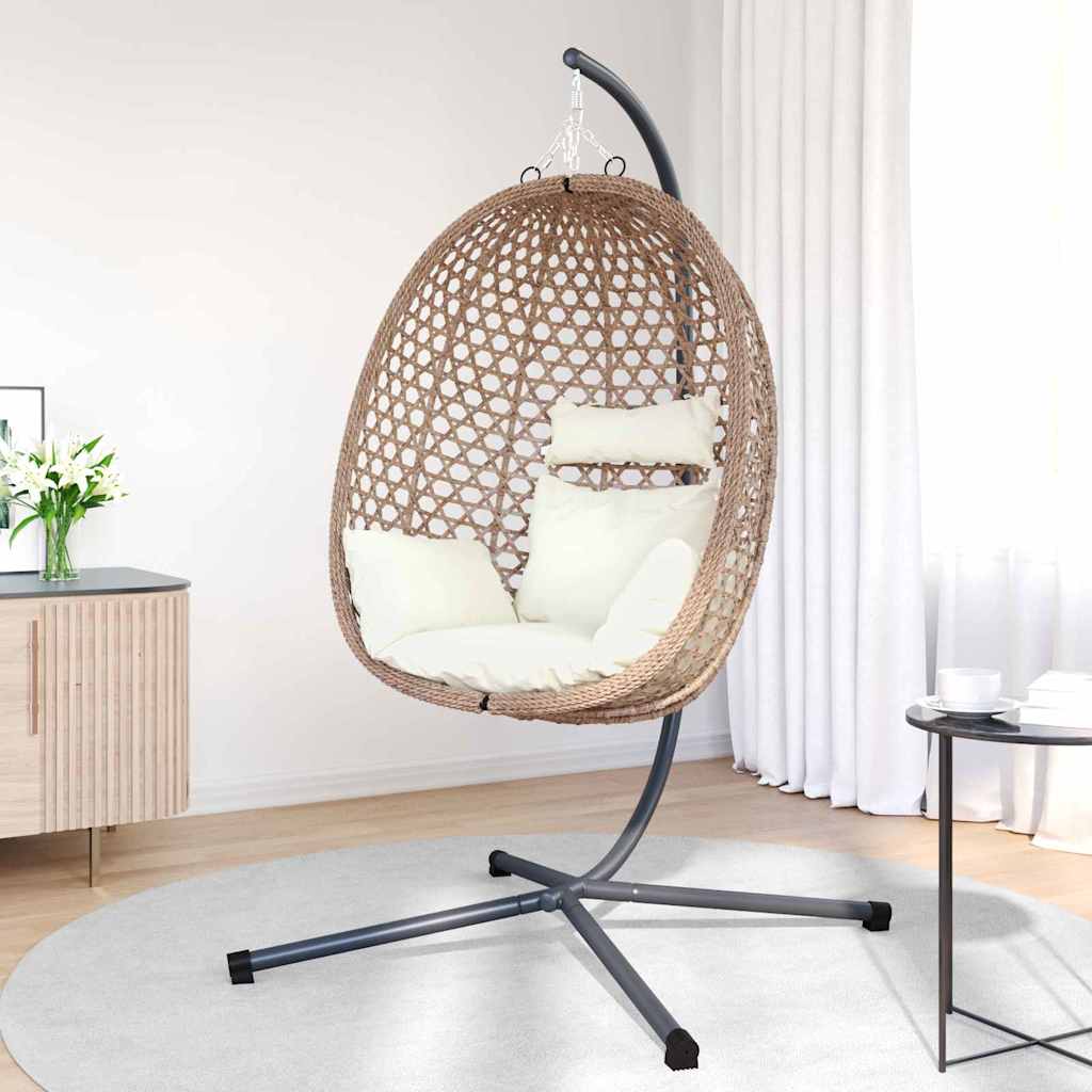 Hängendes Ei-Stuhl Hellcreme 104 x 100 x 191 cm Poly-Rattan