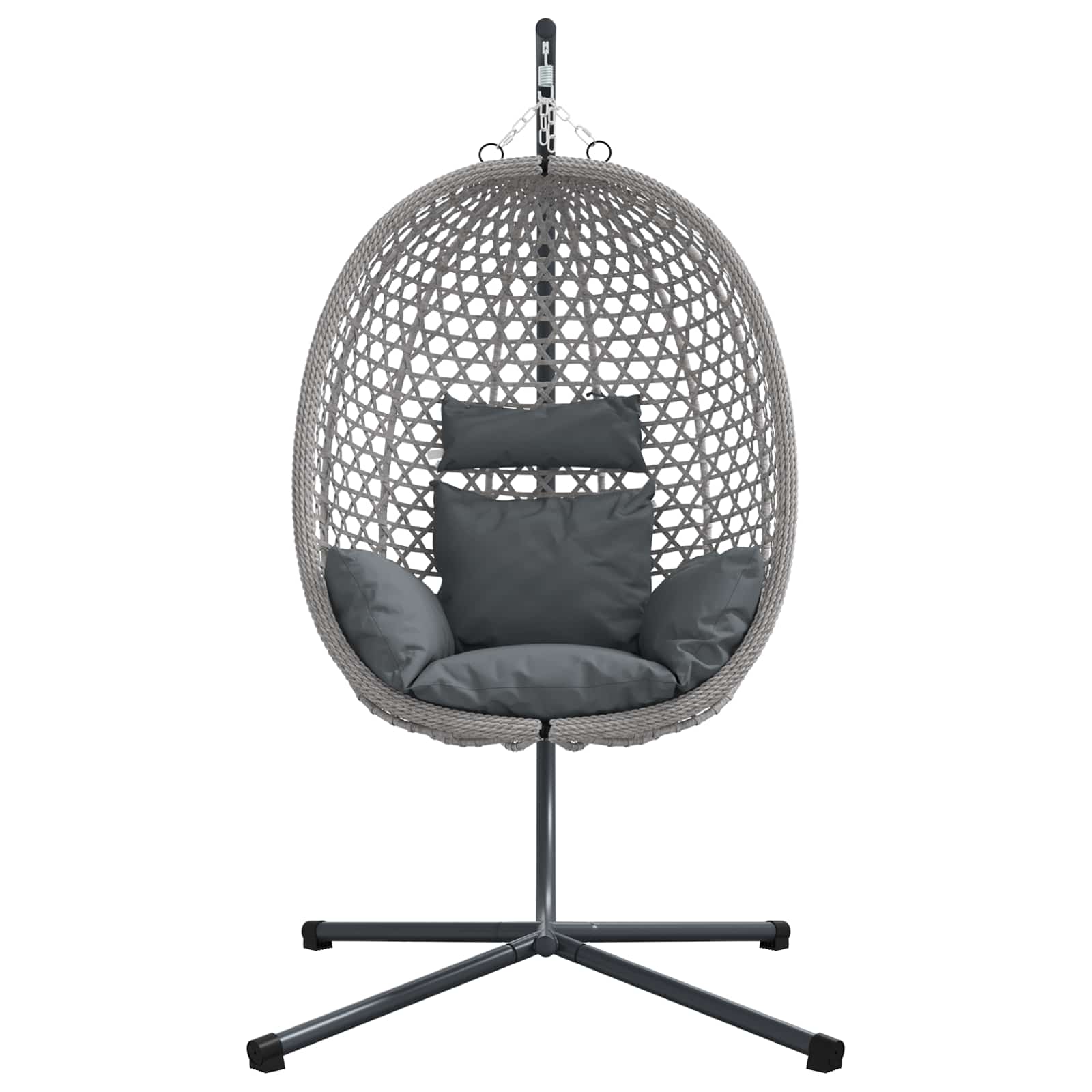 Hängendes Ei-Stuhl Anthrazit und Grau 104 x 100 x 191 cm